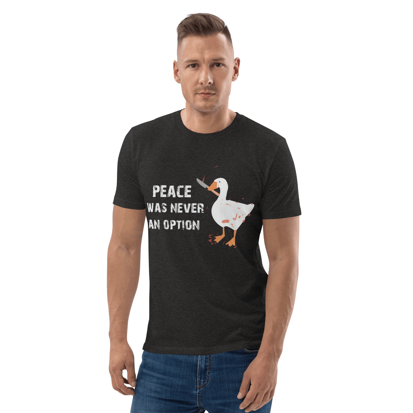 Peace Was Never An Option Premium Organic T-Shirt Meme - Dark Heather Grey | Shirtposting