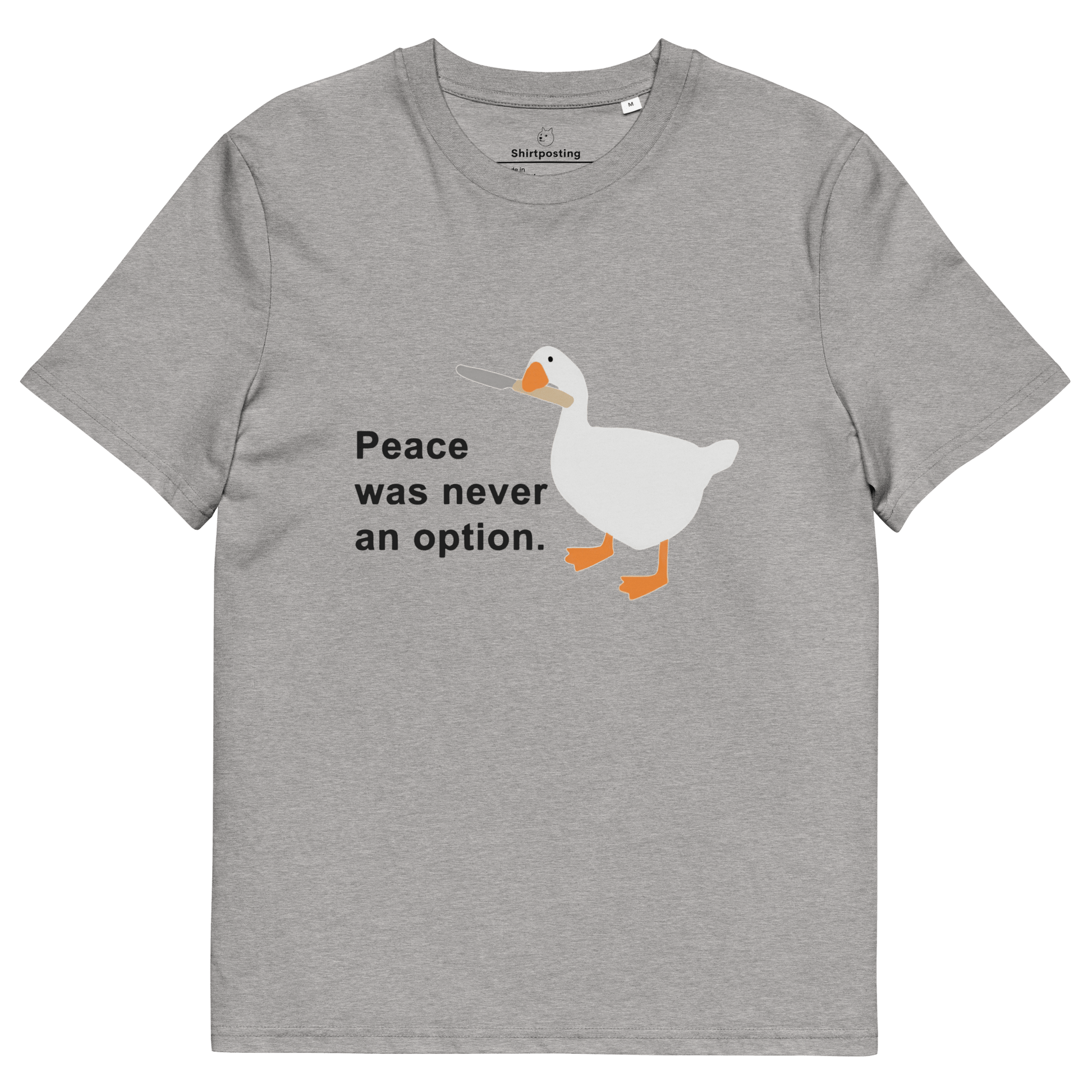 Peace Was Never An Option Premium Organic T-Shirt Meme - Heather Grey | Shirtposting