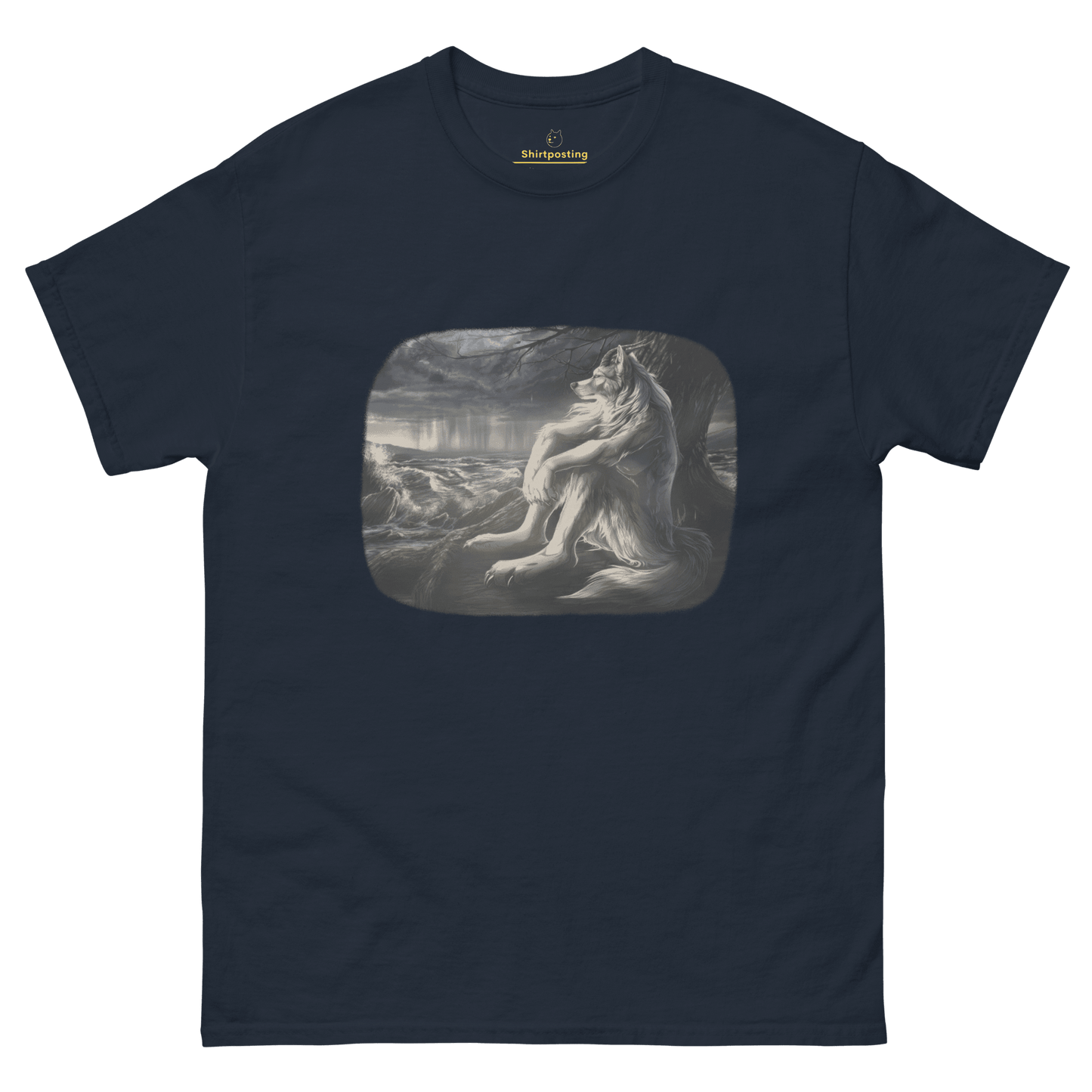 Sigma Wolf Classic T-Shirt Meme - Navy | Shirtposting