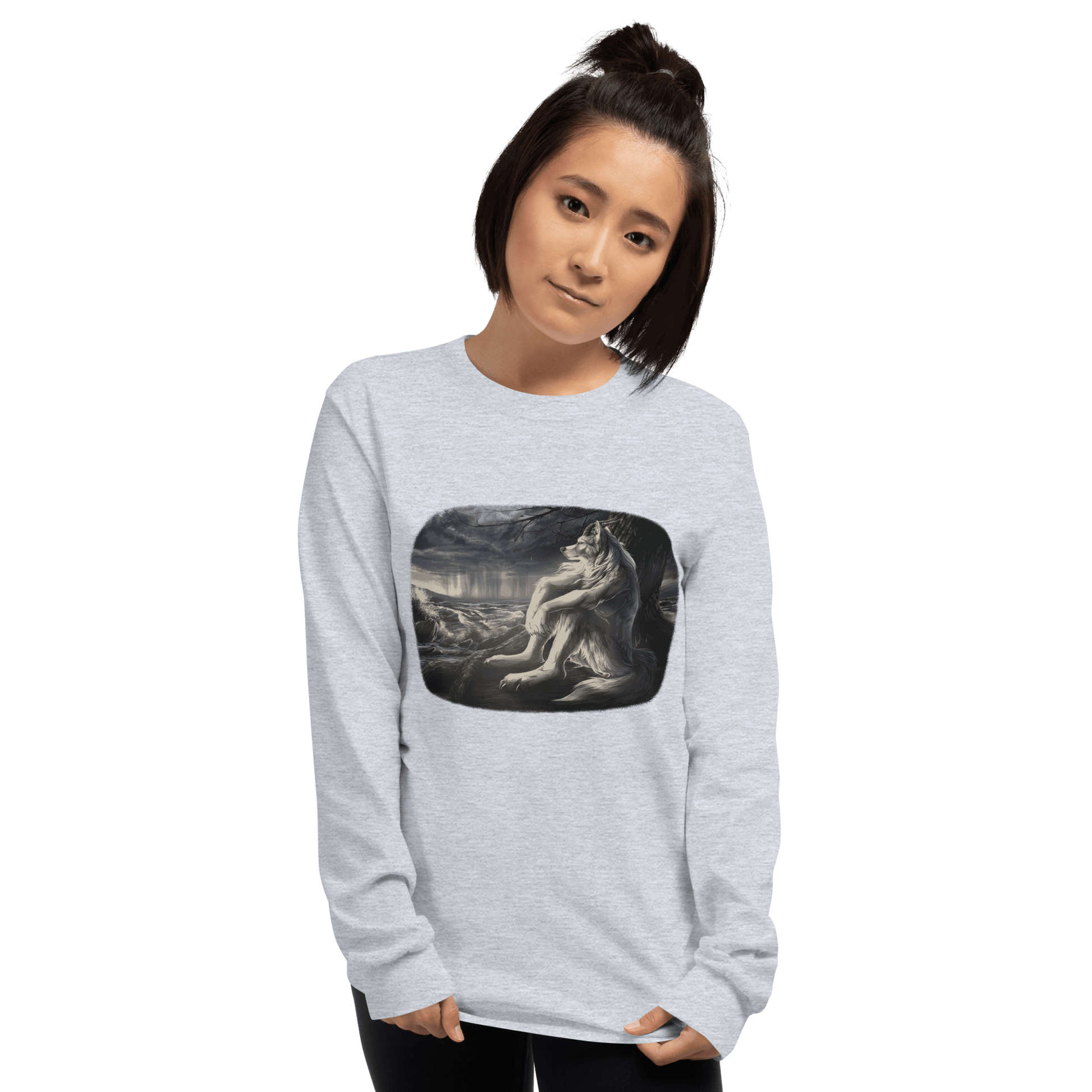 Sigma Wolf Long Sleeve T-Shirt Meme - Sport Grey | Shirtposting