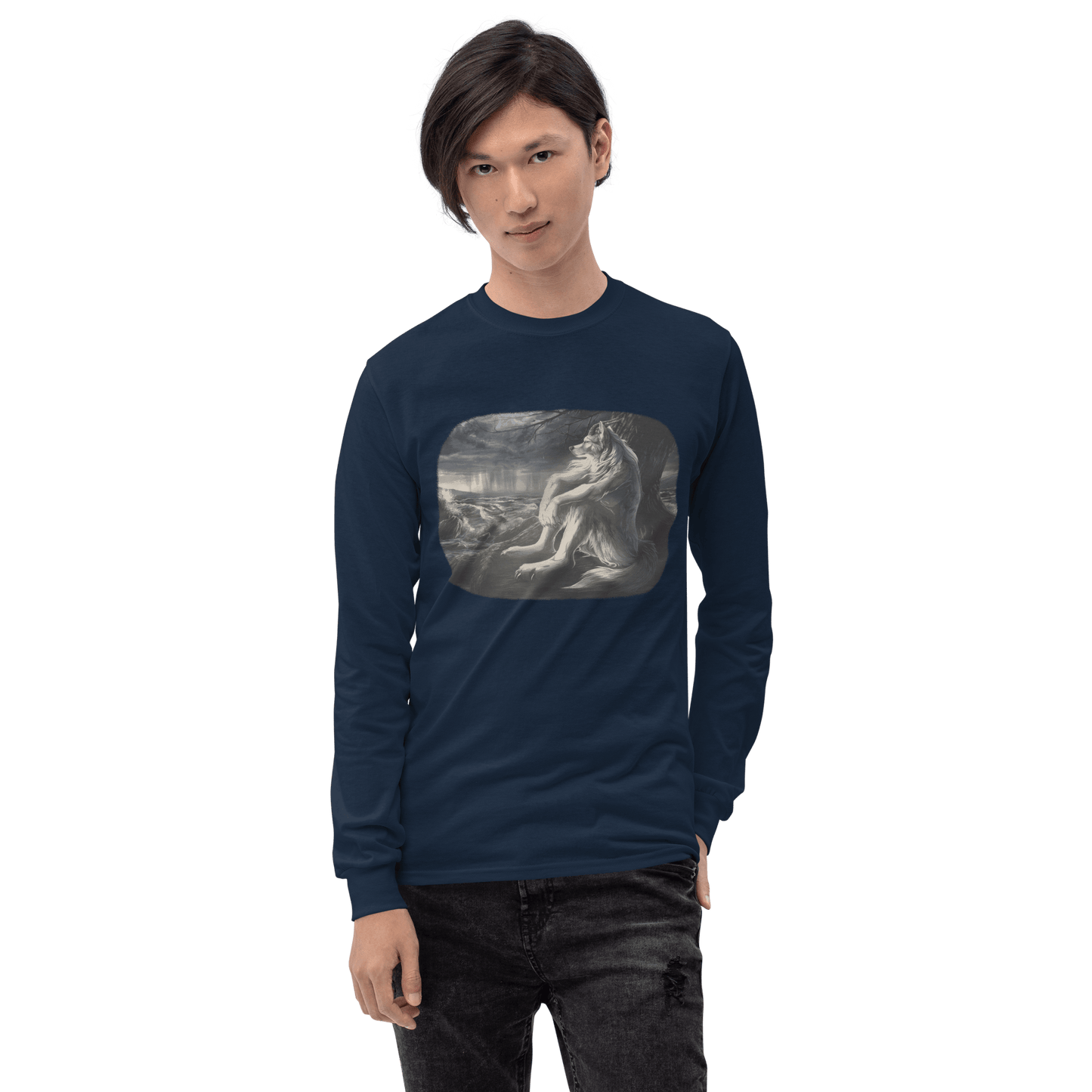 Sigma Wolf Long Sleeve T-Shirt Meme - Sport Grey | Shirtposting
