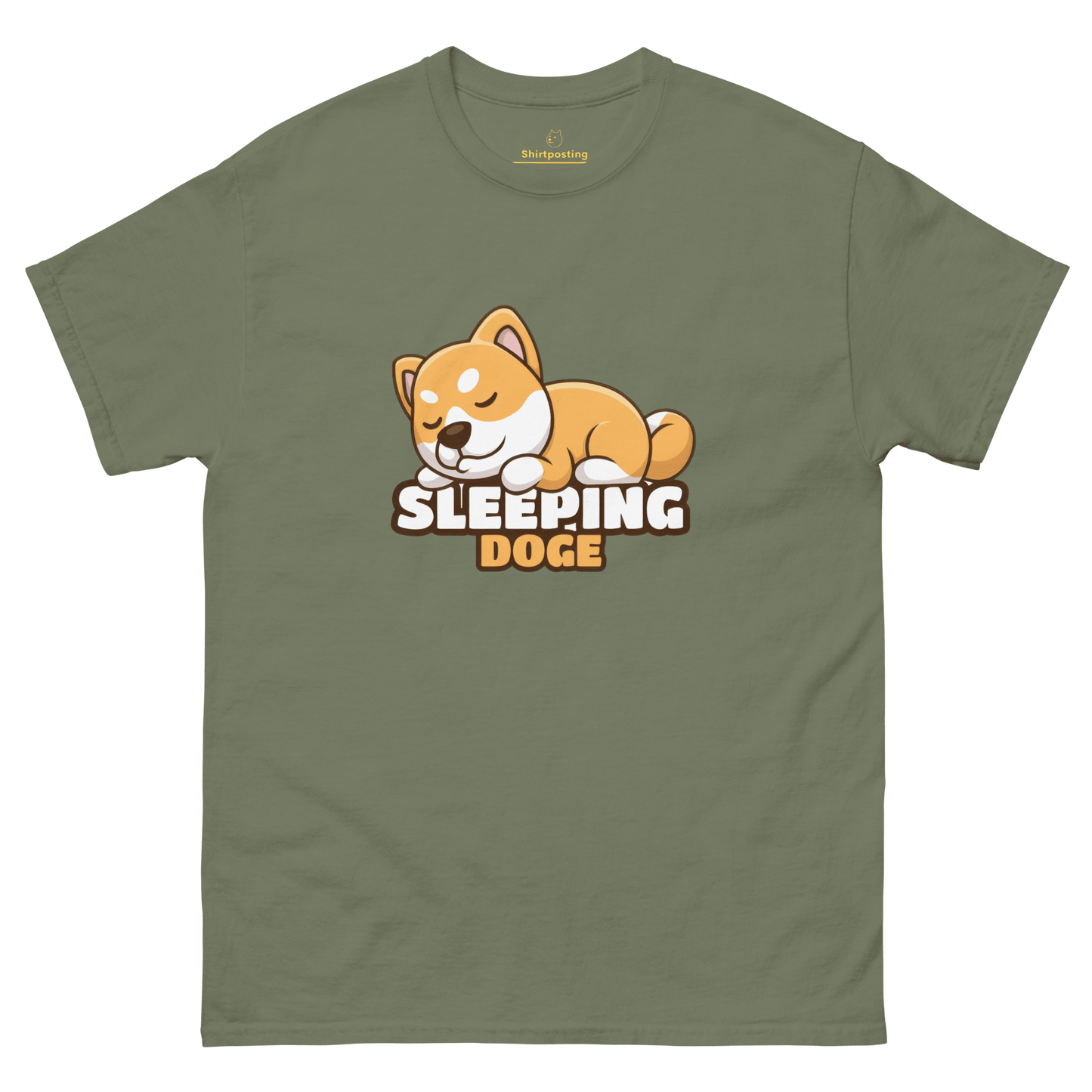 Sleeping Doge Classic T-Shirt Meme - Military Green | Shirtposting