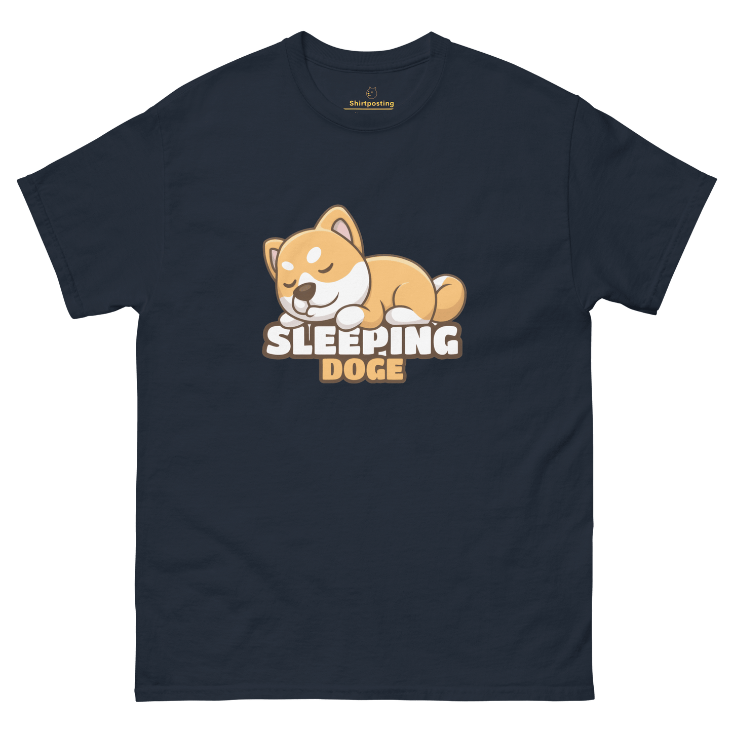 Sleeping Doge Classic T-Shirt Meme - Navy | Shirtposting