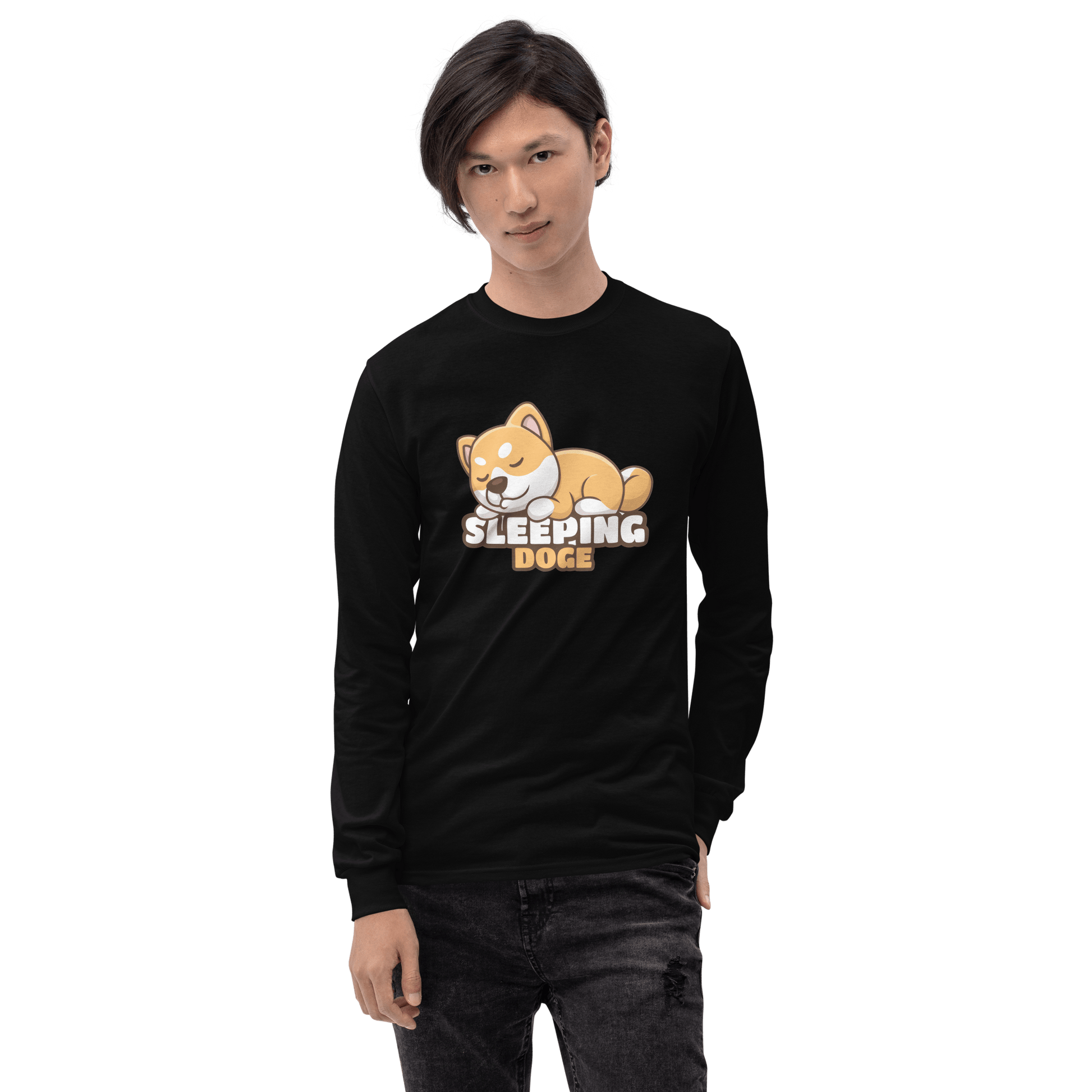 Sleeping Doge Long Sleeve T-Shirt Meme - Sport Grey | Shirtposting