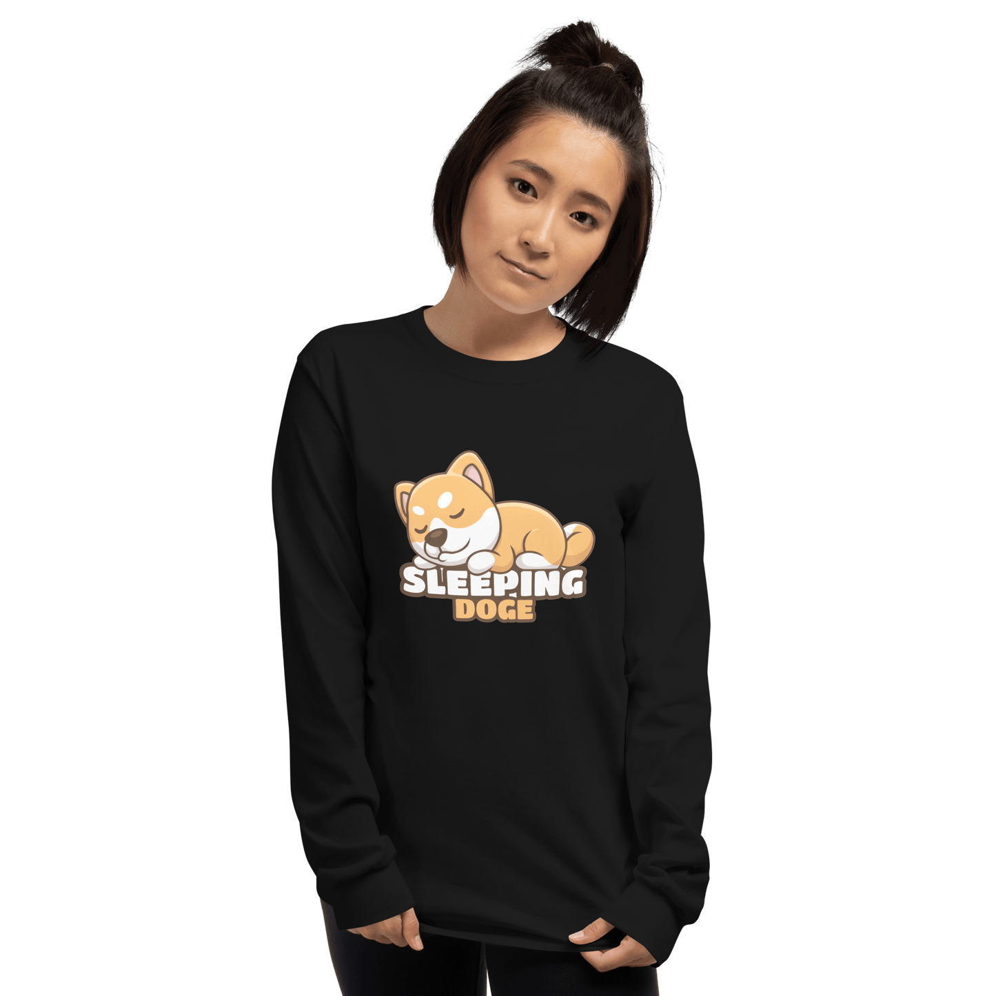 Sleeping Doge Long Sleeve T-Shirt Meme - Sport Grey | Shirtposting