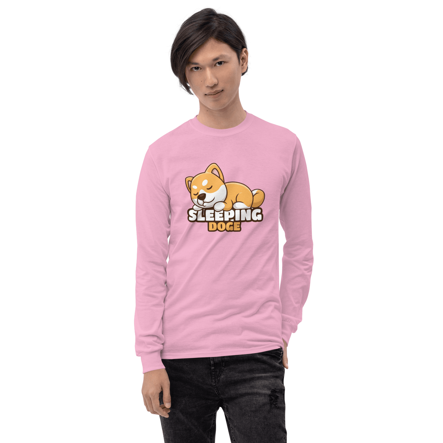 Sleeping Doge Long Sleeve T-Shirt Meme - Sport Grey | Shirtposting