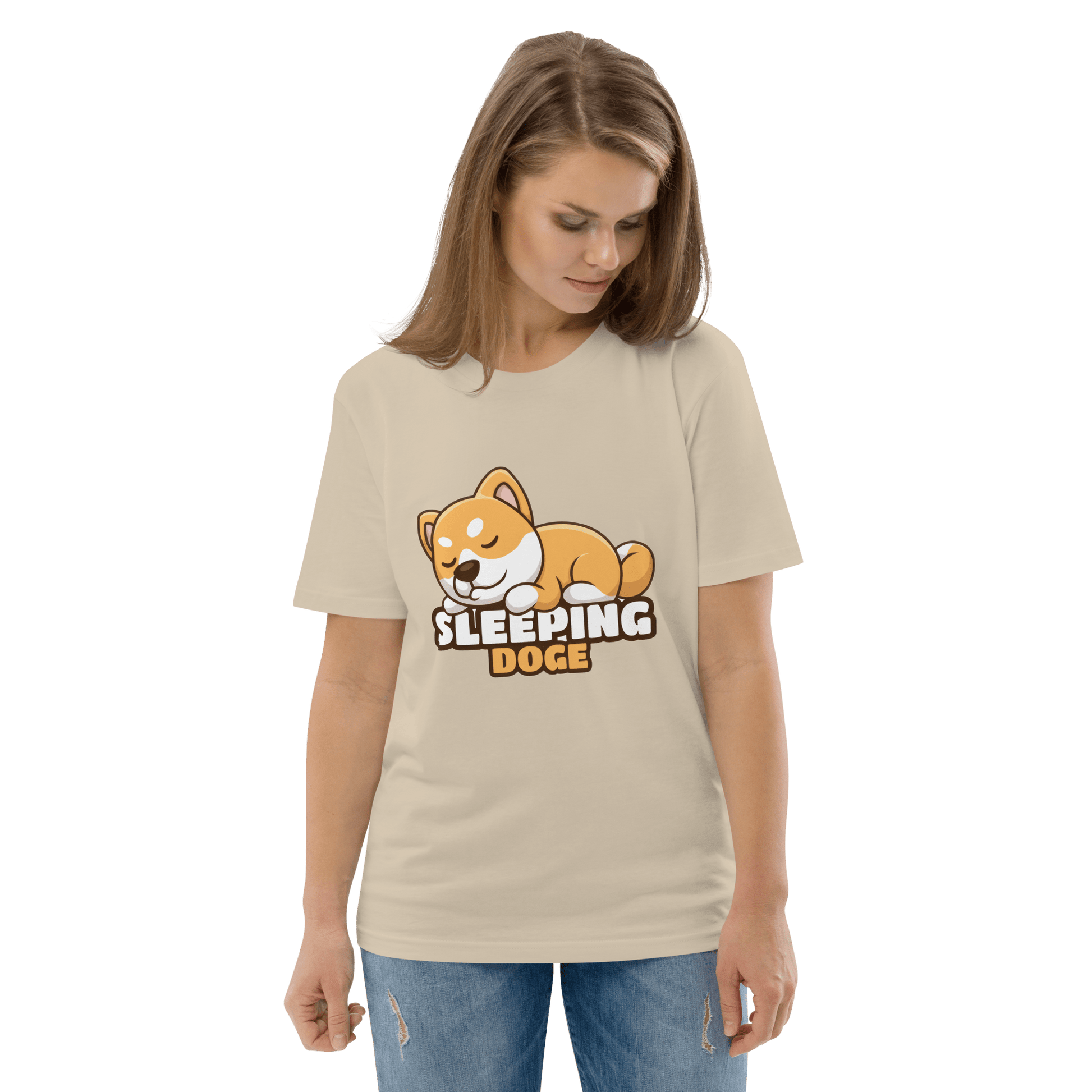 Sleeping Doge Premium Organic T-Shirt Meme - Cotton Pink | Shirtposting