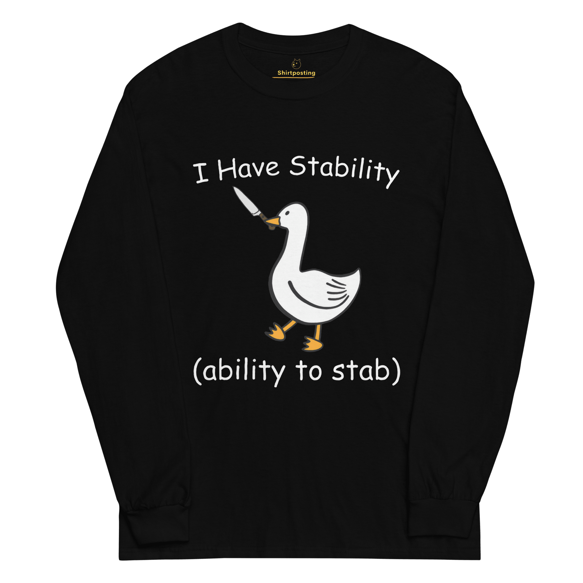 Stability Long Sleeve T-Shirt Meme - Black | Shirtposting