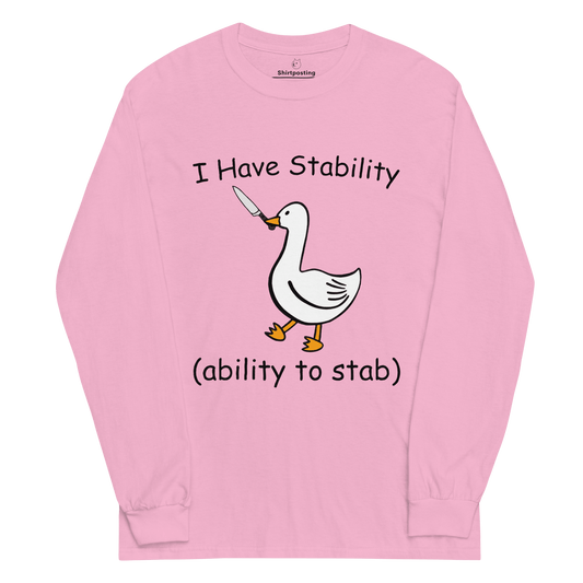 Stability Long Sleeve T-Shirt Meme - Light Pink | Shirtposting