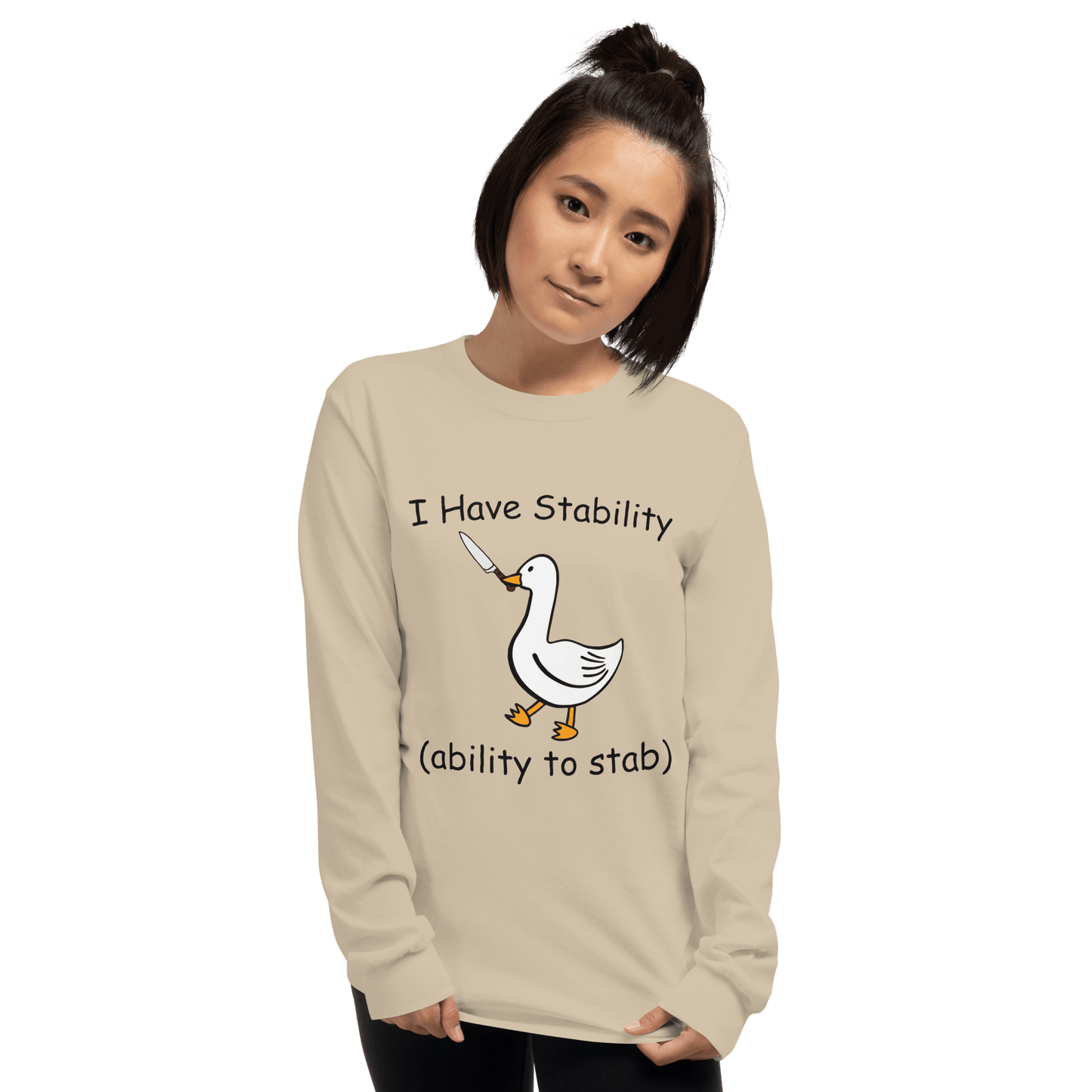 Stability Long Sleeve T-Shirt Meme - Sand | Shirtposting