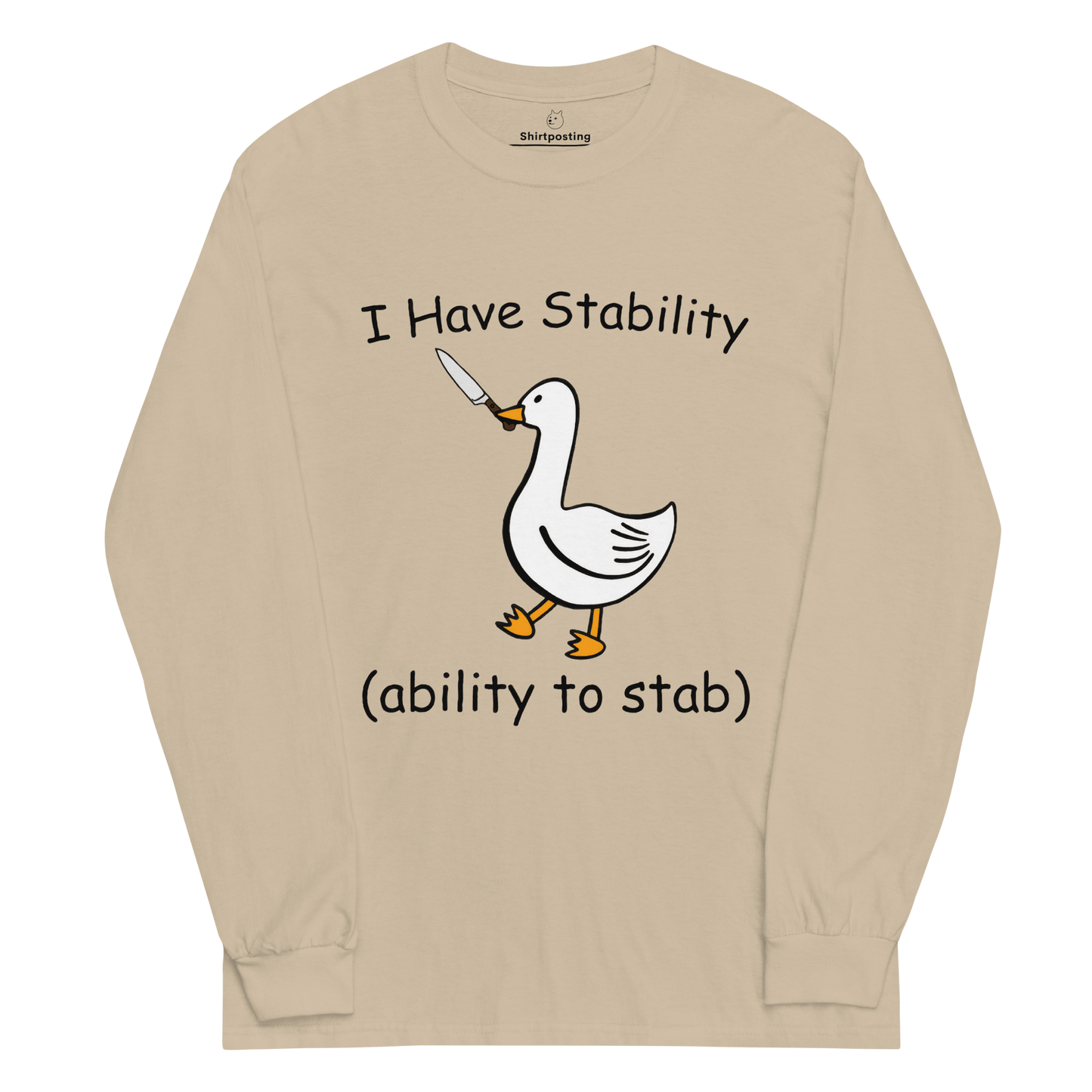 Stability Long Sleeve T-Shirt Meme - Sand | Shirtposting