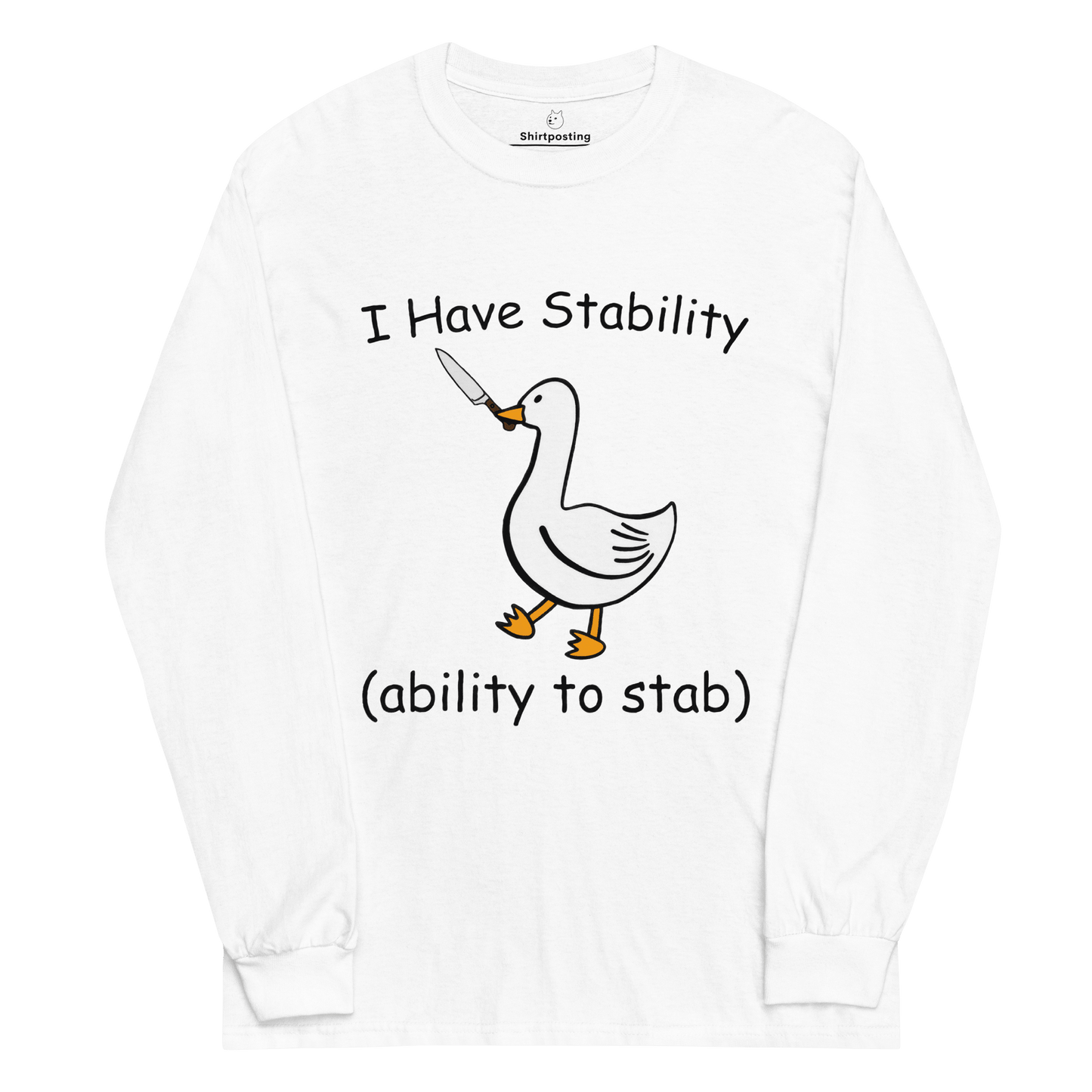Stability Long Sleeve T-Shirt Meme - White | Shirtposting