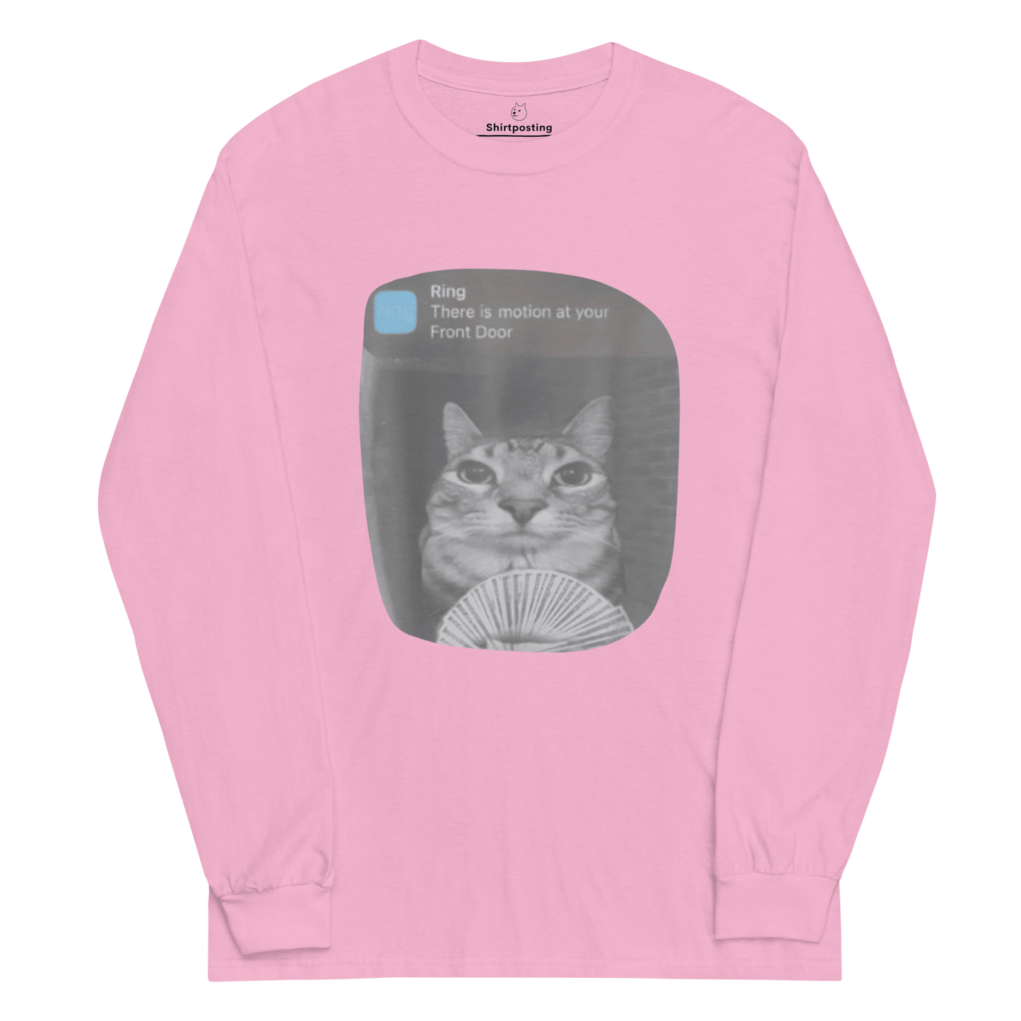 There is Motion at Your Front Door Long Sleeve T-Shirt Meme - Light Pink | Shirtposting