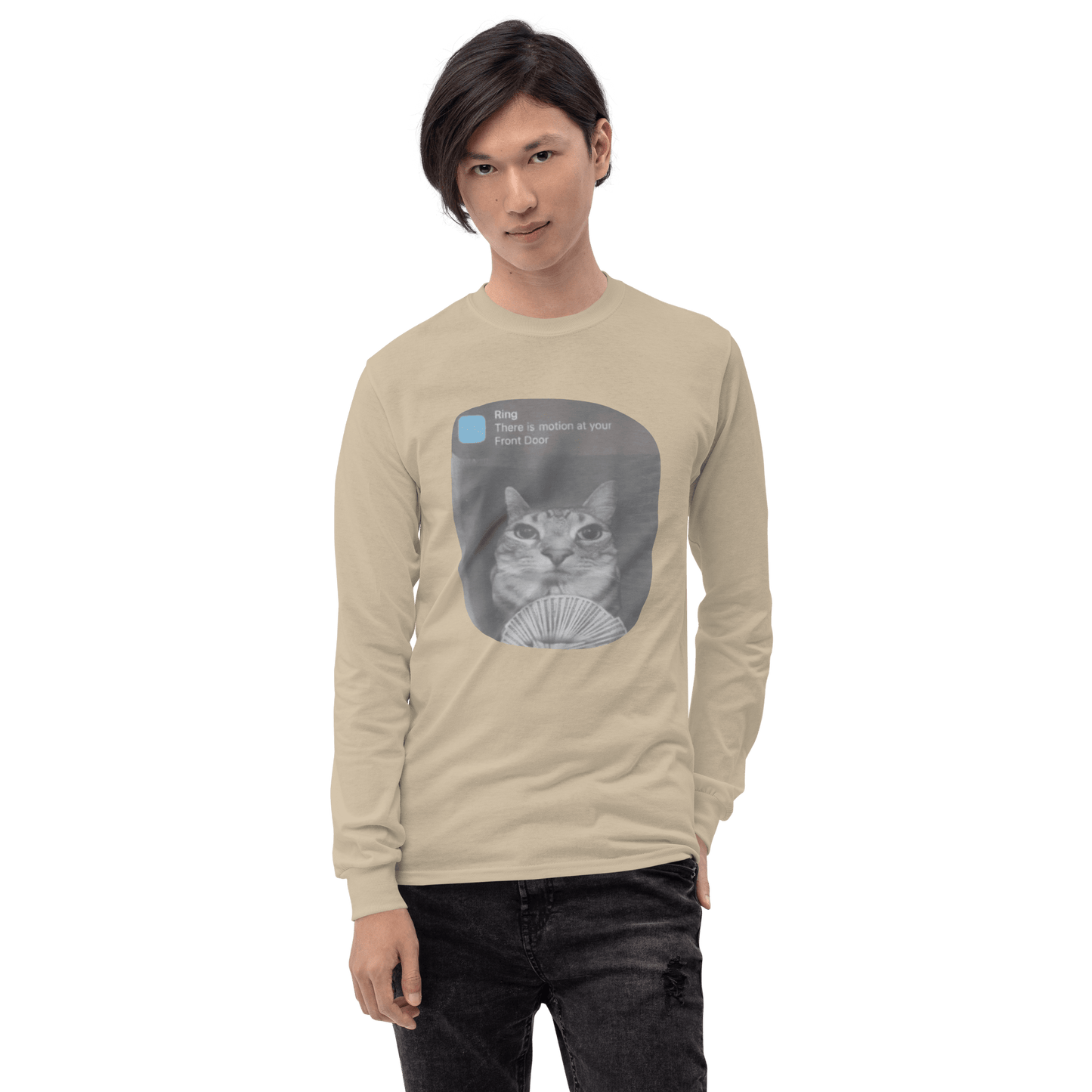 There is Motion at Your Front Door Long Sleeve T-Shirt Meme - Sand | Shirtposting