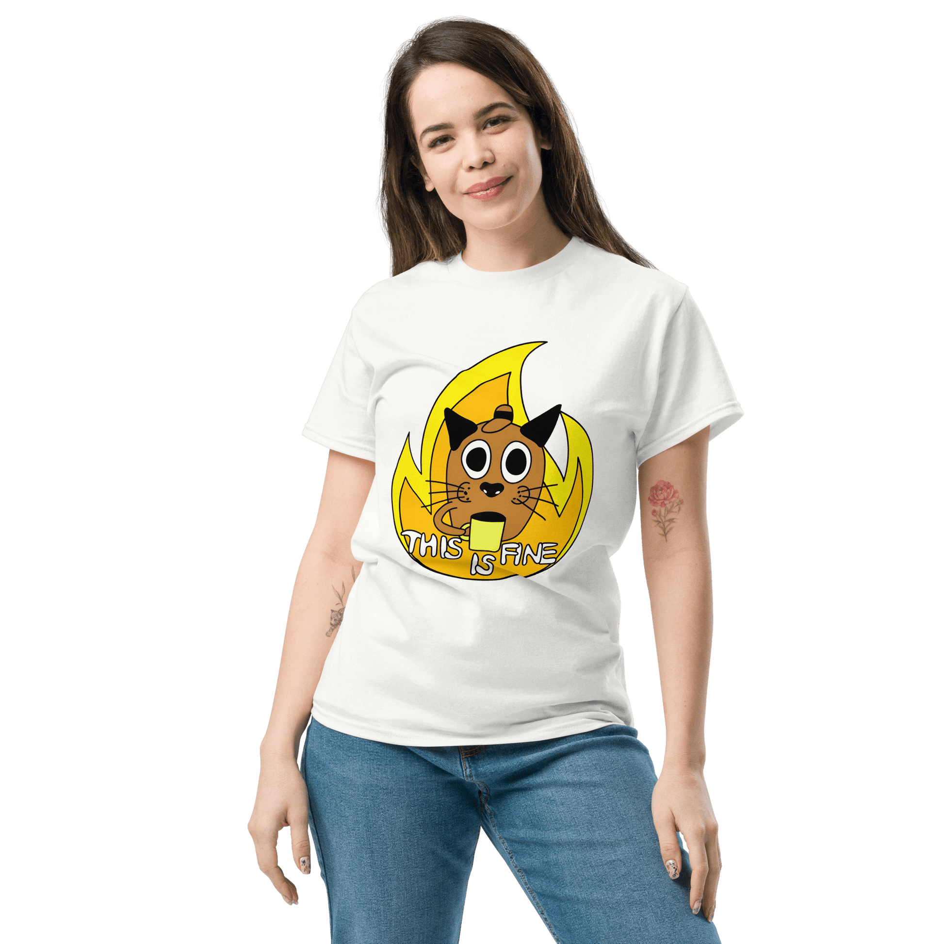 This Is Fine Classic T-Shirt Meme - Ash | Shirtposting