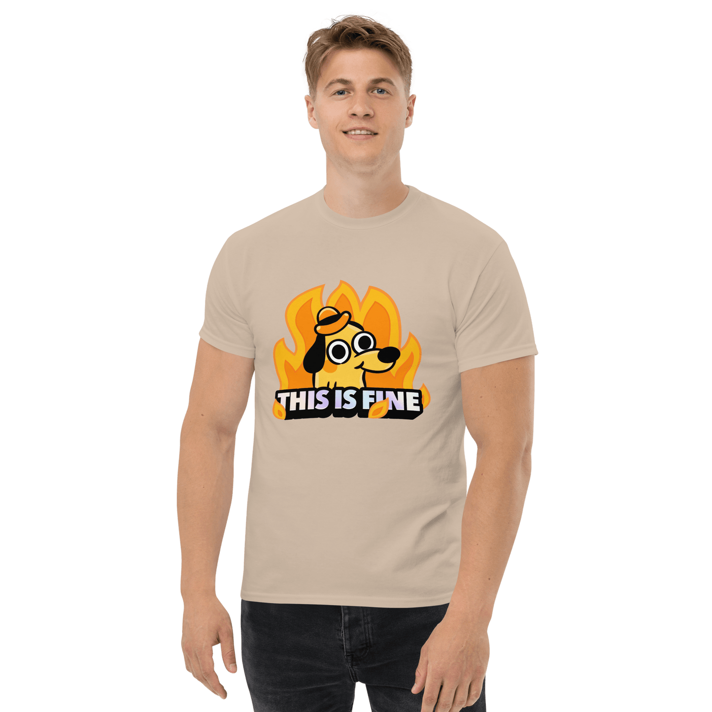 This Is Fine Classic T-Shirt Meme - Ash | Shirtposting
