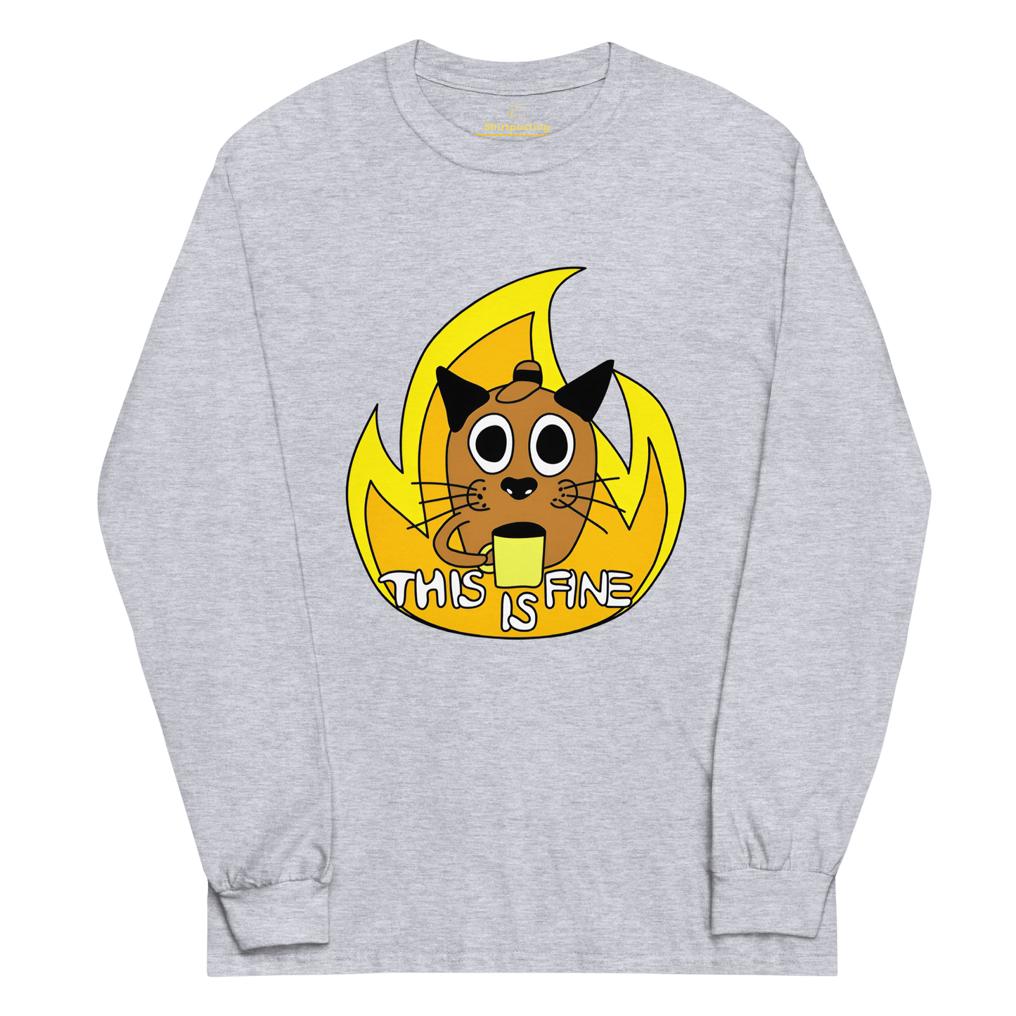 This Is Fine Long Sleeve T-Shirt Meme - Sport Grey | Shirtposting
