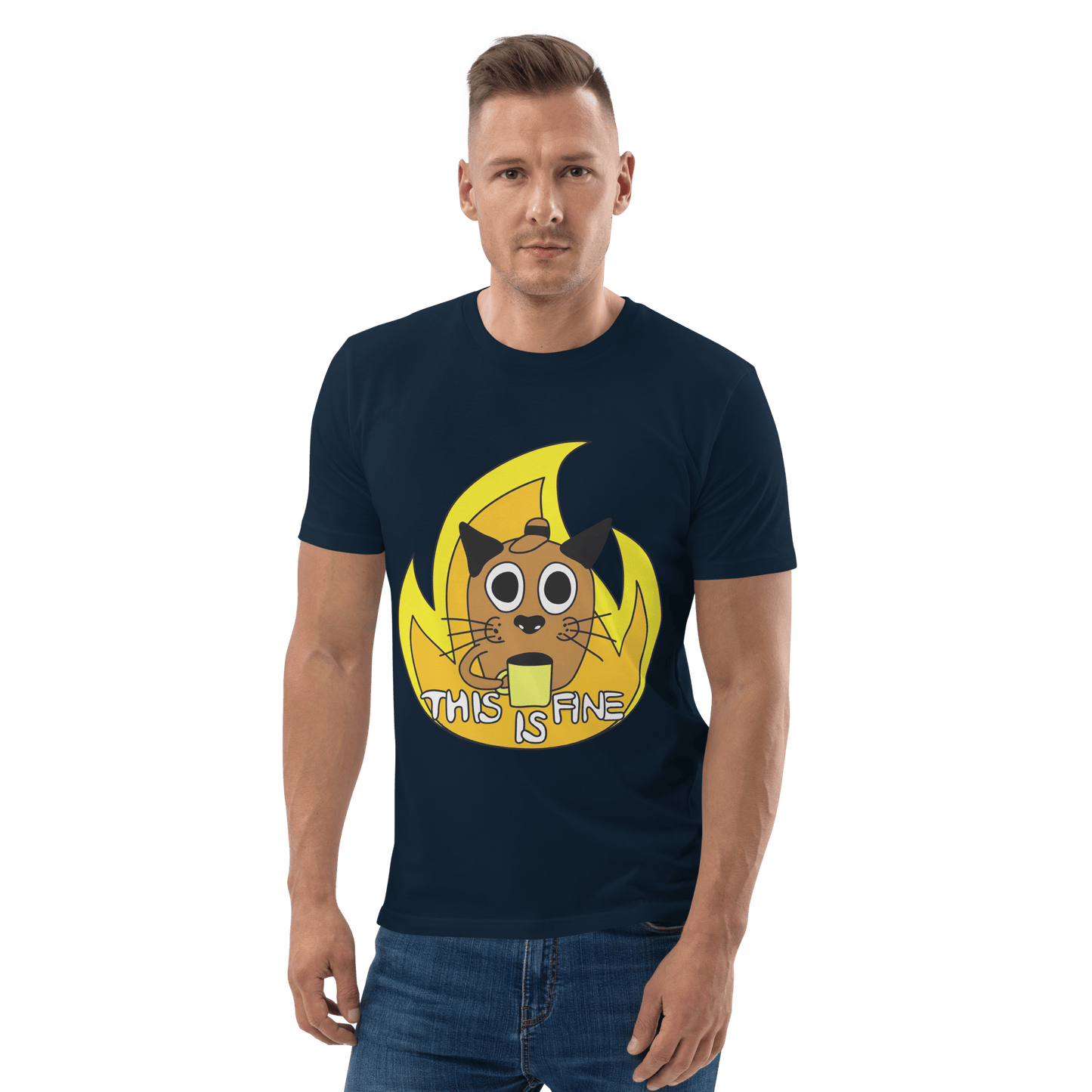 This Is Fine Premium Organic T-Shirt Meme - Cotton Pink | Shirtposting