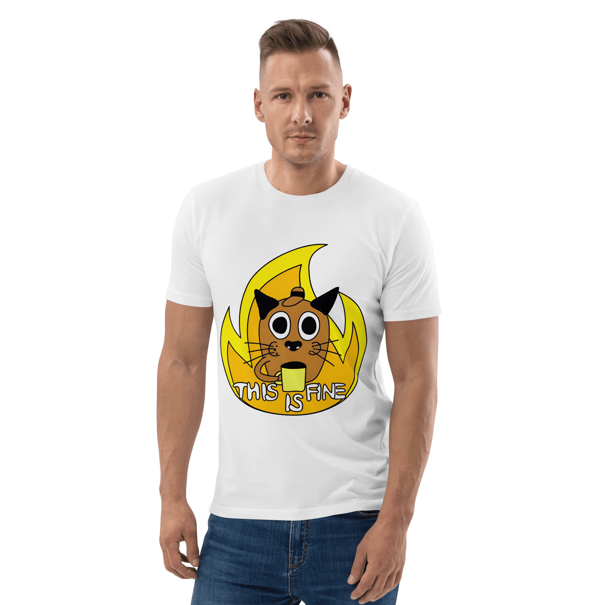 This Is Fine Premium Organic T-Shirt Meme - Cotton Pink | Shirtposting