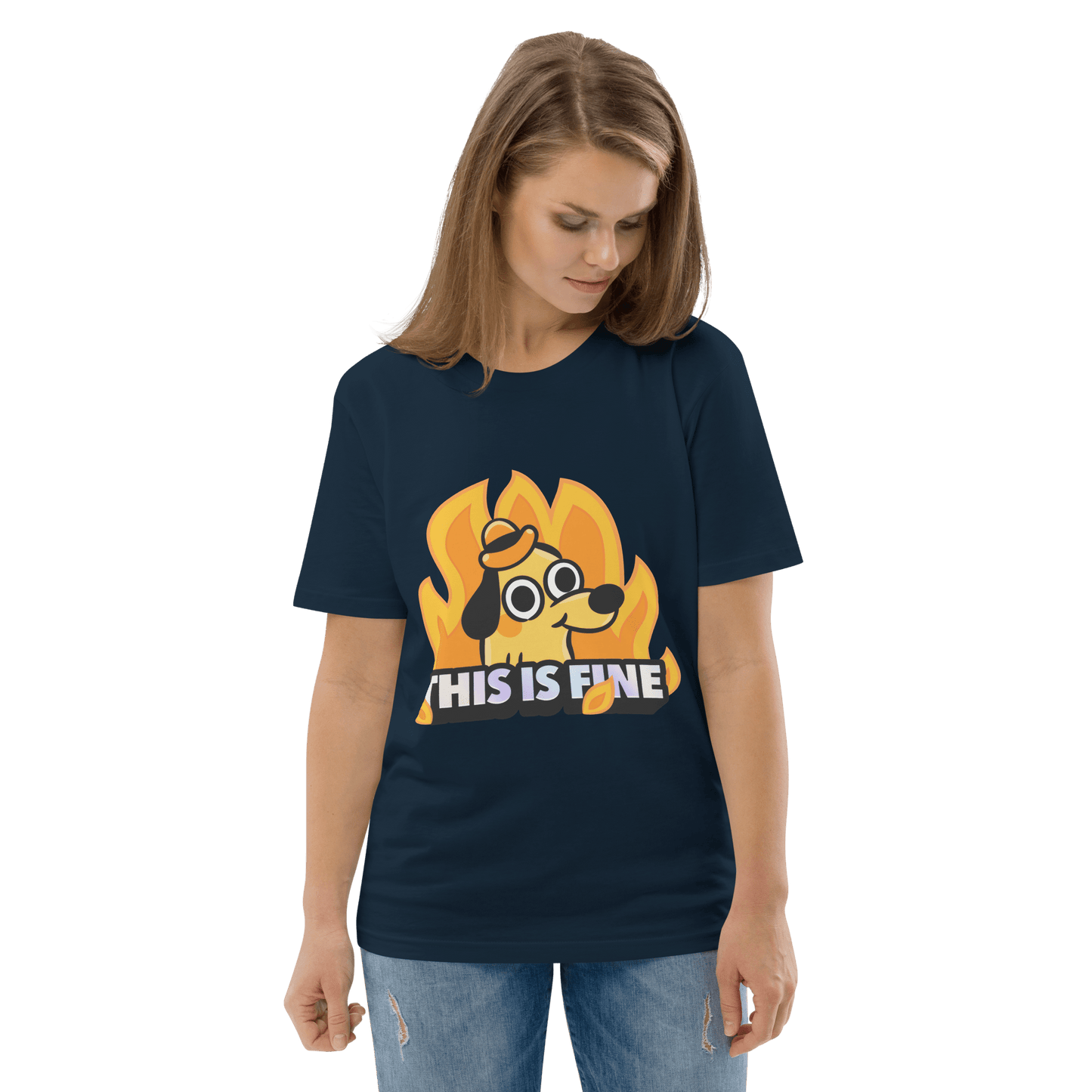This Is Fine Premium Organic T-Shirt Meme - Cotton Pink | Shirtposting