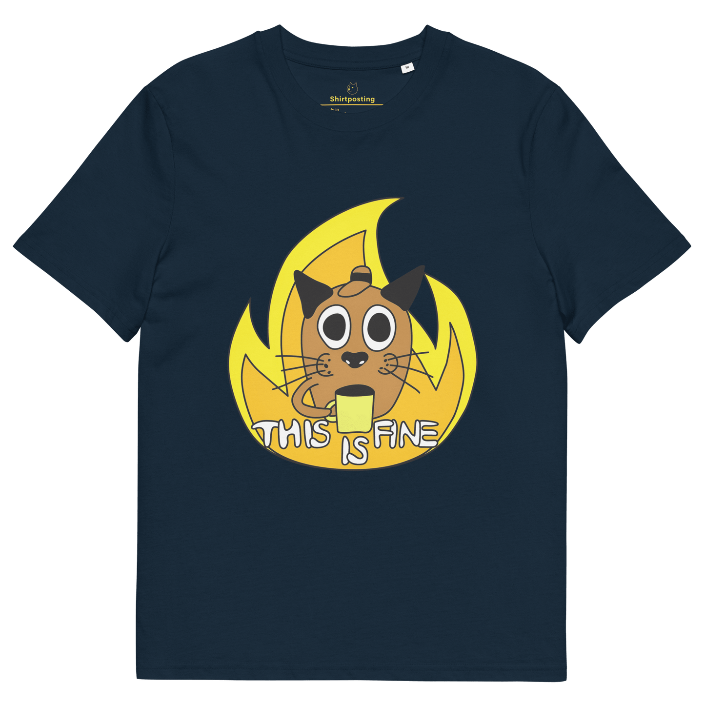 This Is Fine Premium Organic T-Shirt Meme - French Navy | Shirtposting