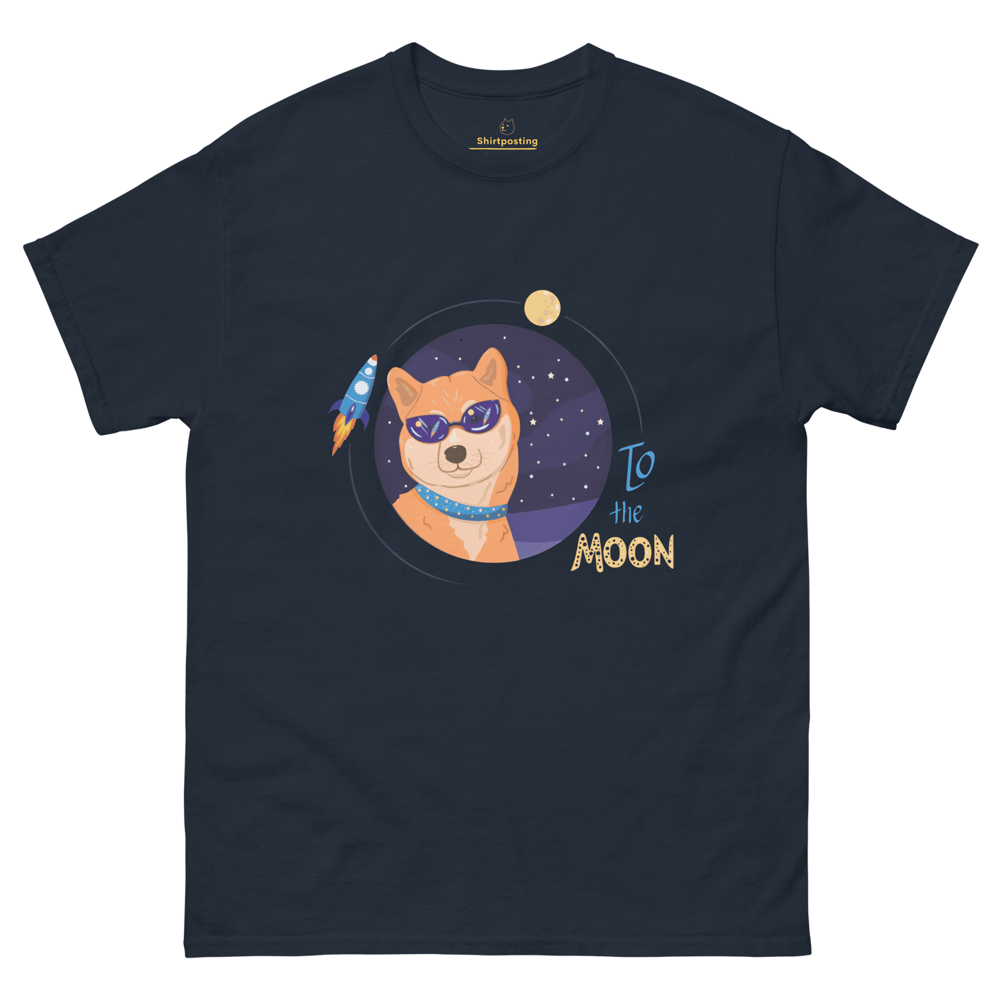 To The Moon Classic T-Shirt Meme - Navy | Shirtposting
