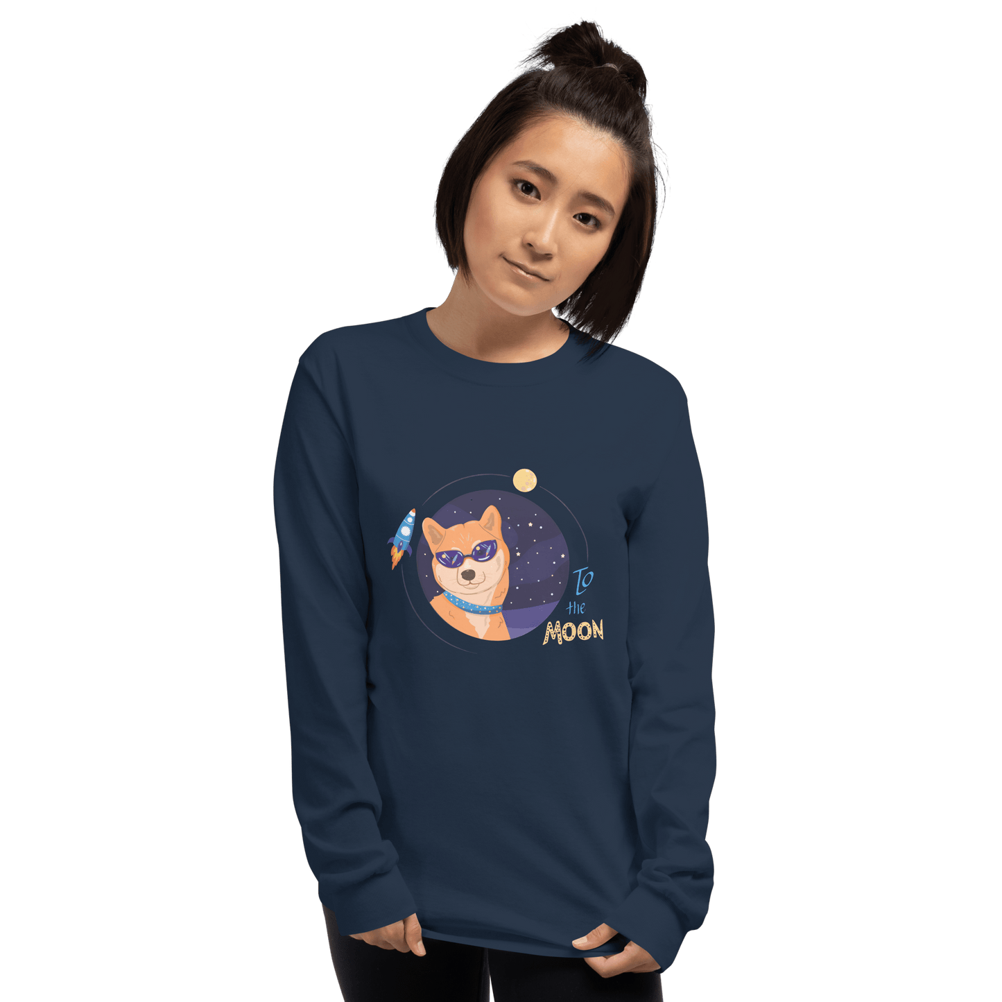 To The Moon Long Sleeve T-Shirt Meme - Sport Grey | Shirtposting