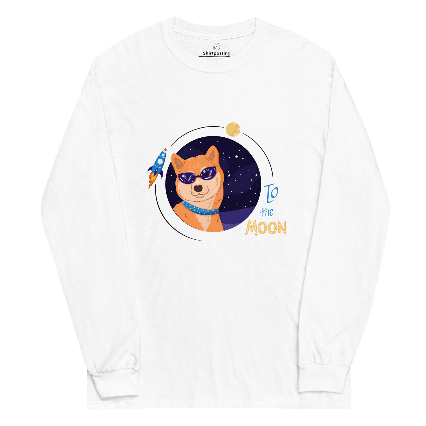 To The Moon Long Sleeve T-Shirt Meme - White | Shirtposting