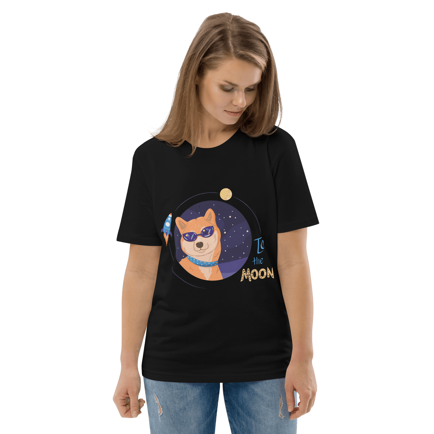 To The Moon Premium Organic T-Shirt Meme - Cotton Pink | Shirtposting