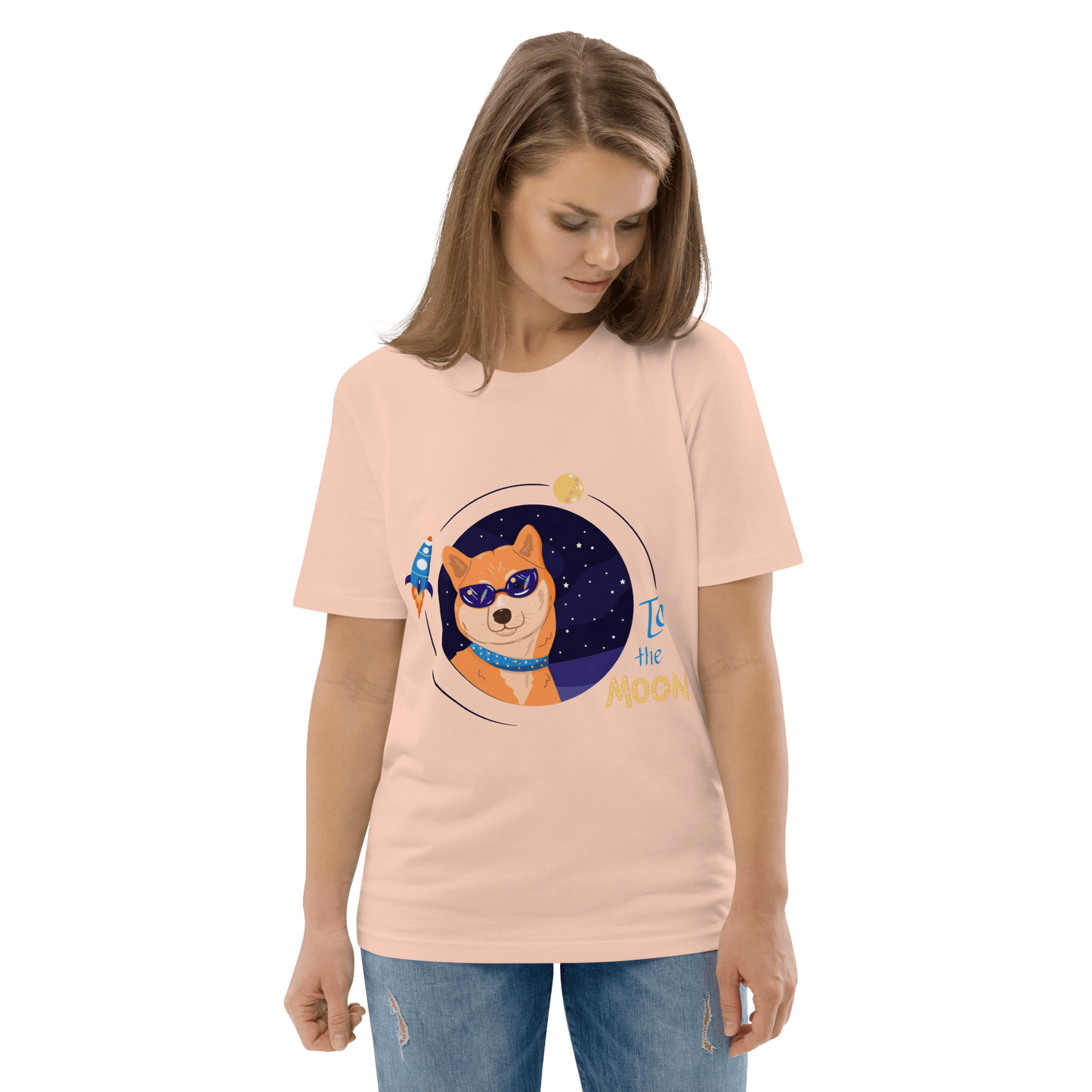 To The Moon Premium Organic T-Shirt Meme - Cotton Pink | Shirtposting