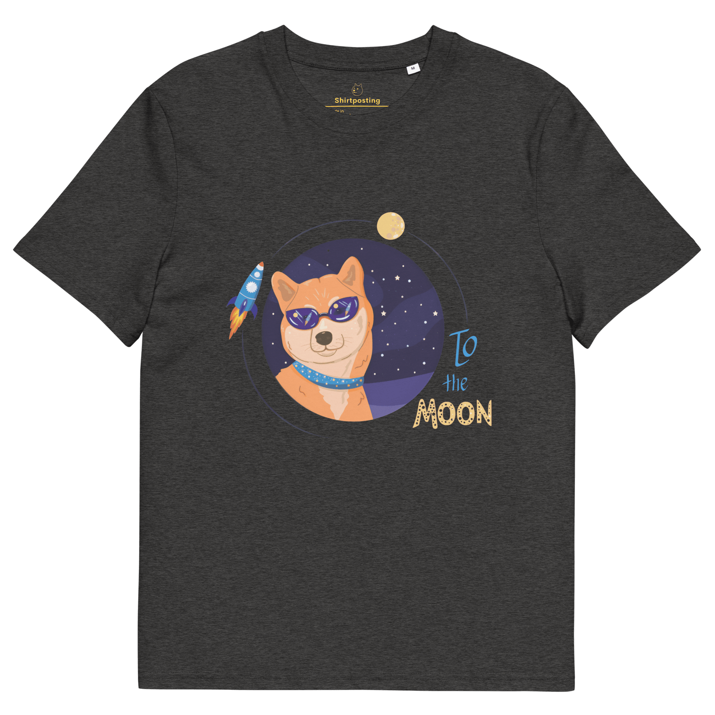 To The Moon Premium Organic T-Shirt Meme - Dark Heather Grey | Shirtposting