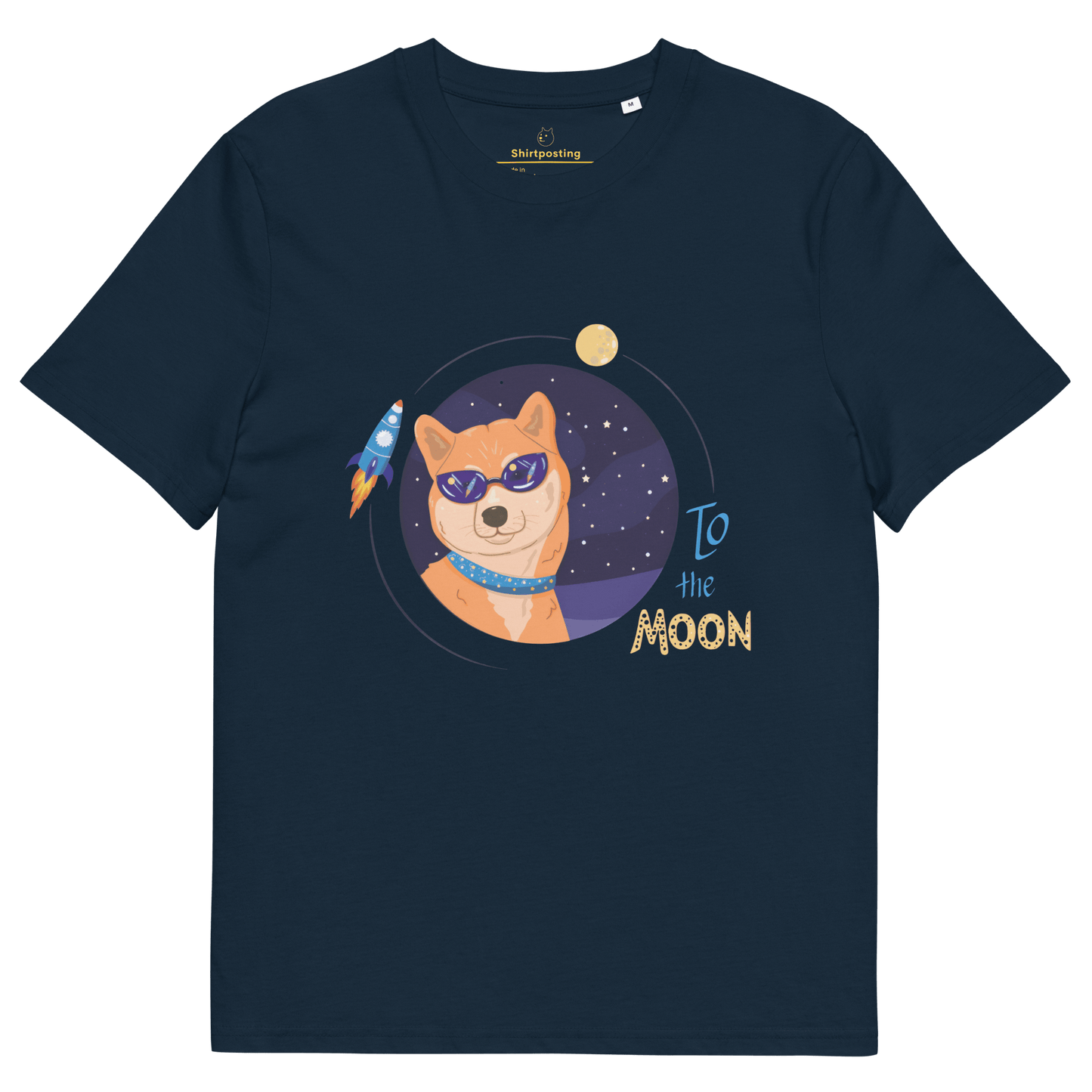 To The Moon Premium Organic T-Shirt Meme - French Navy | Shirtposting