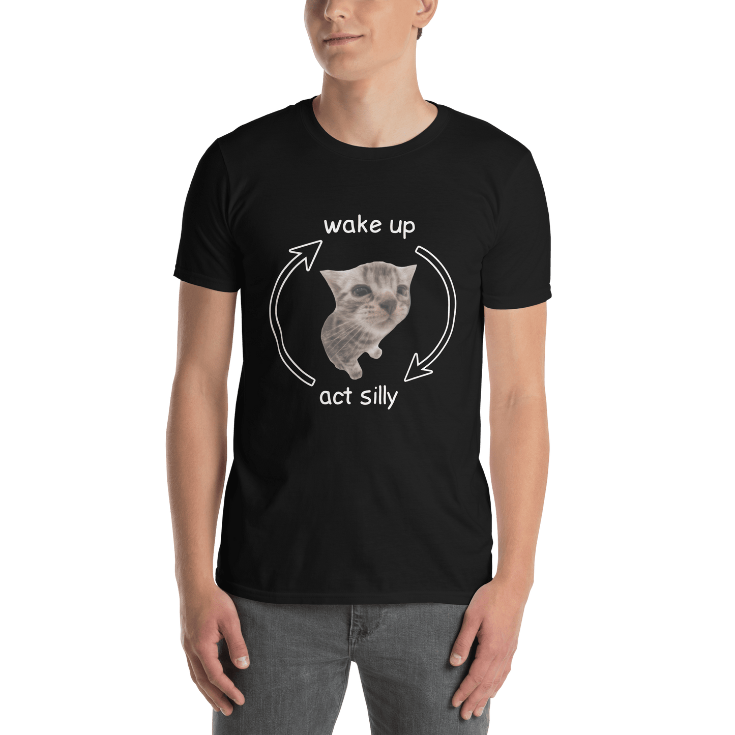 Wake Up - Act Silly Classic T-Shirt Meme - Dark Heather Grey | Shirtposting