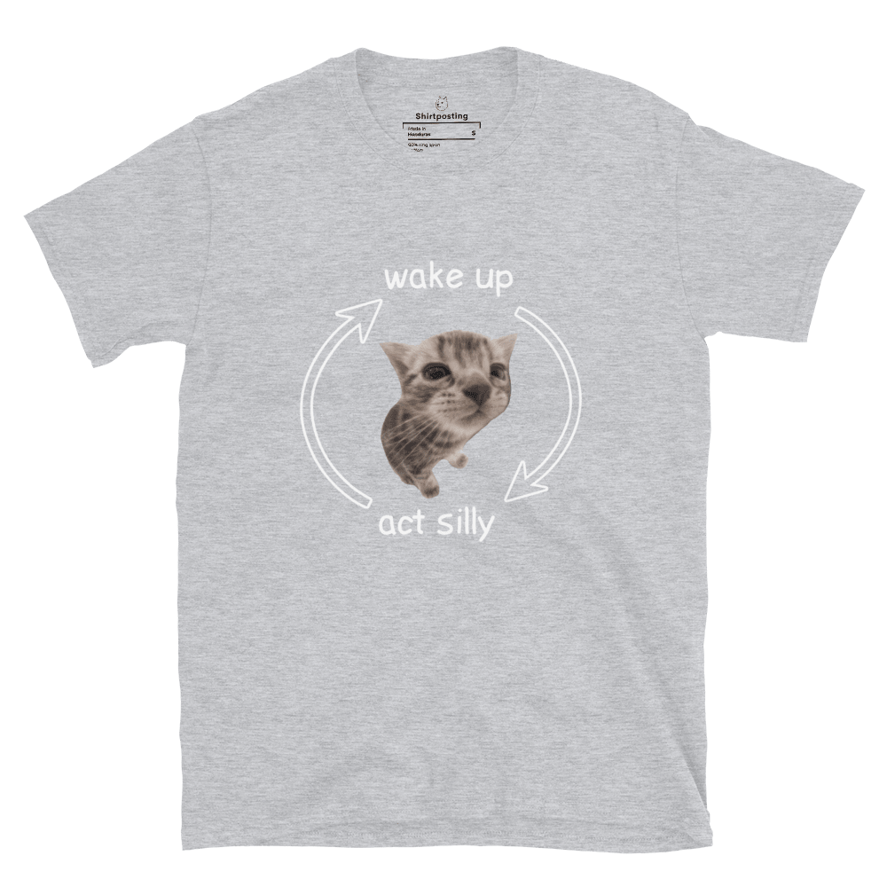 Wake Up - Act Silly Classic T-Shirt Meme - Sport Grey | Shirtposting