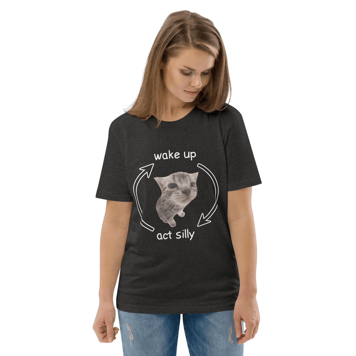 Wake Up - Act Silly Premium Organic T-Shirt Meme - Cotton Pink | Shirtposting