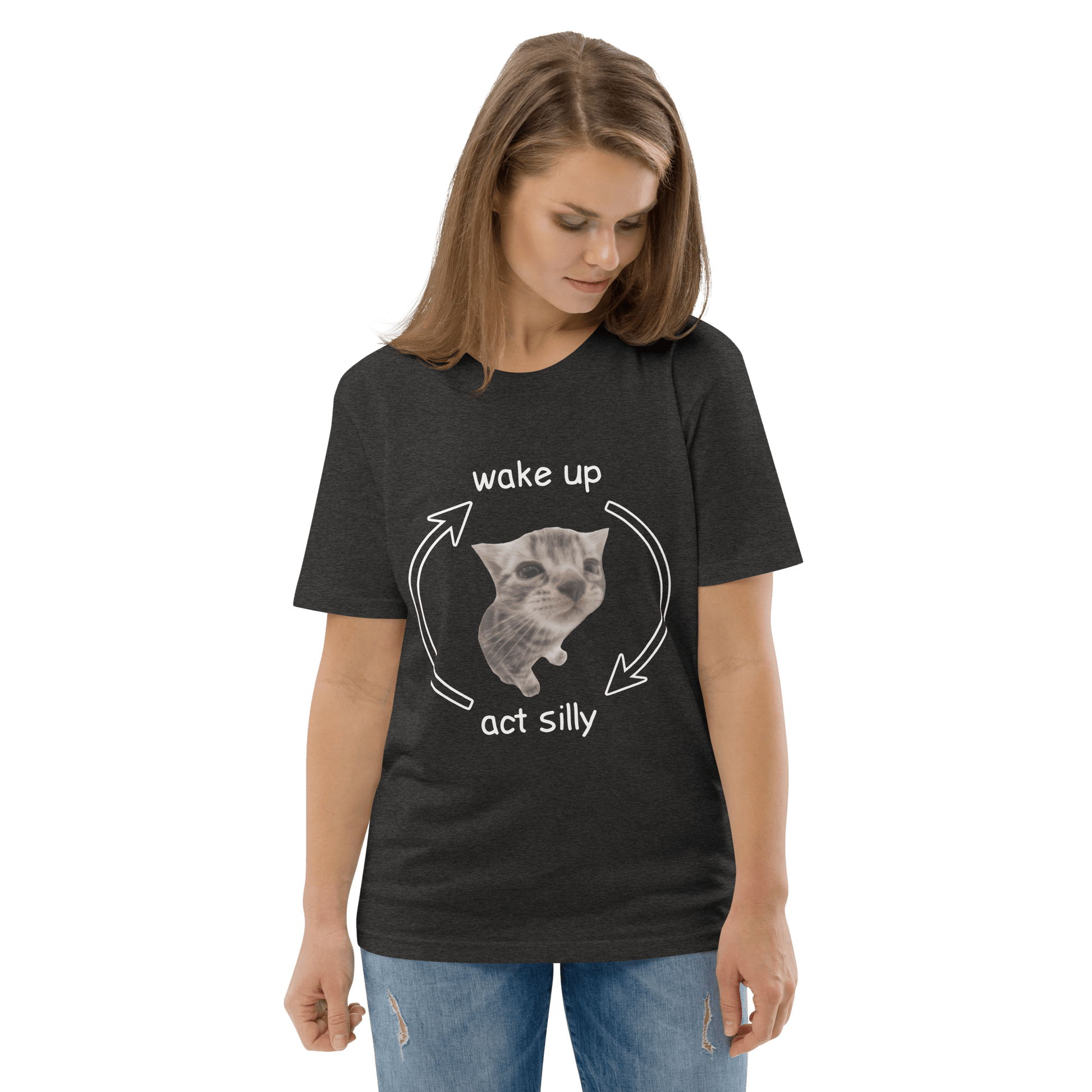 Wake Up - Act Silly Premium Organic T-Shirt Meme - Cotton Pink | Shirtposting