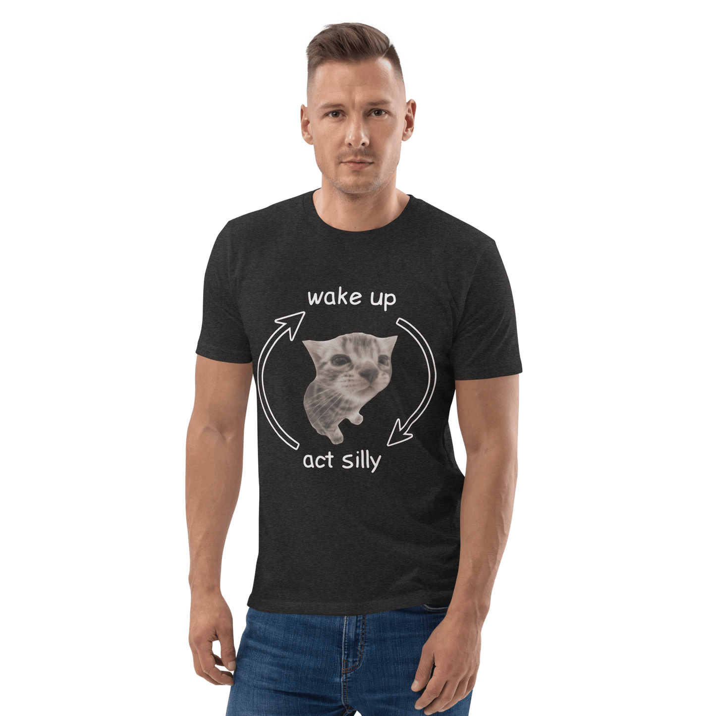 Wake Up - Act Silly Premium Organic T-Shirt Meme - Cotton Pink | Shirtposting