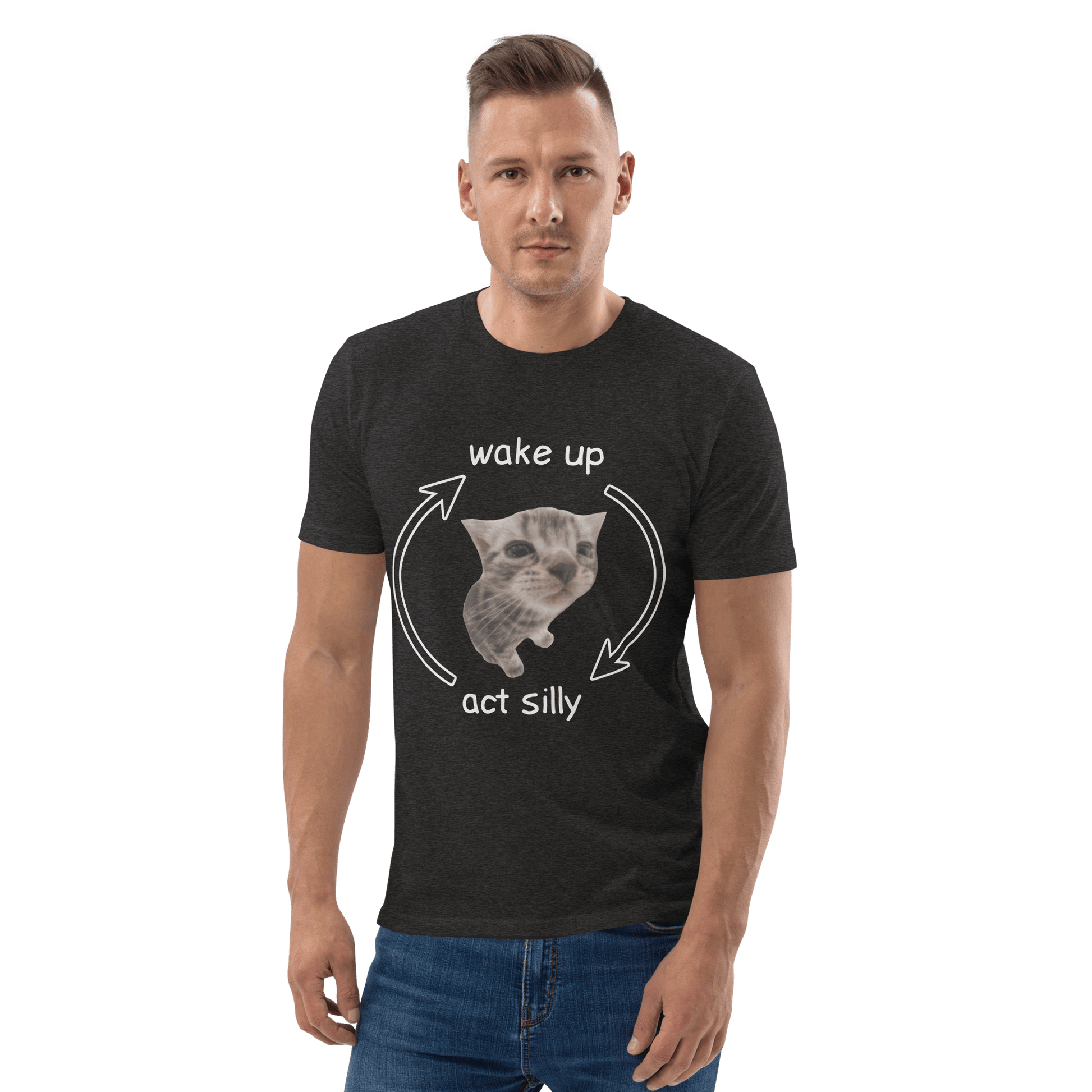 Wake Up - Act Silly Premium Organic T-Shirt Meme - Cotton Pink | Shirtposting