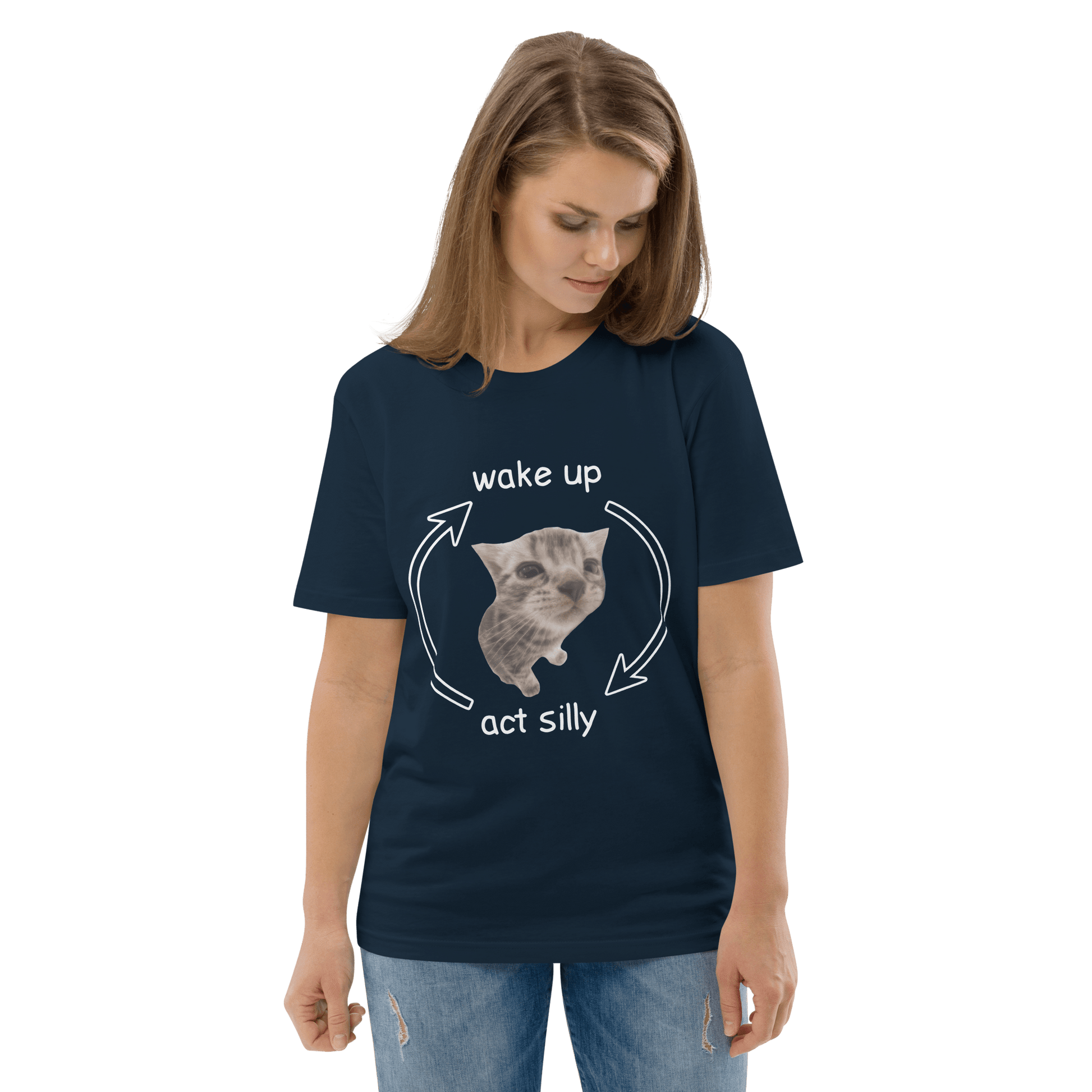Wake Up - Act Silly Premium Organic T-Shirt Meme - Cotton Pink | Shirtposting