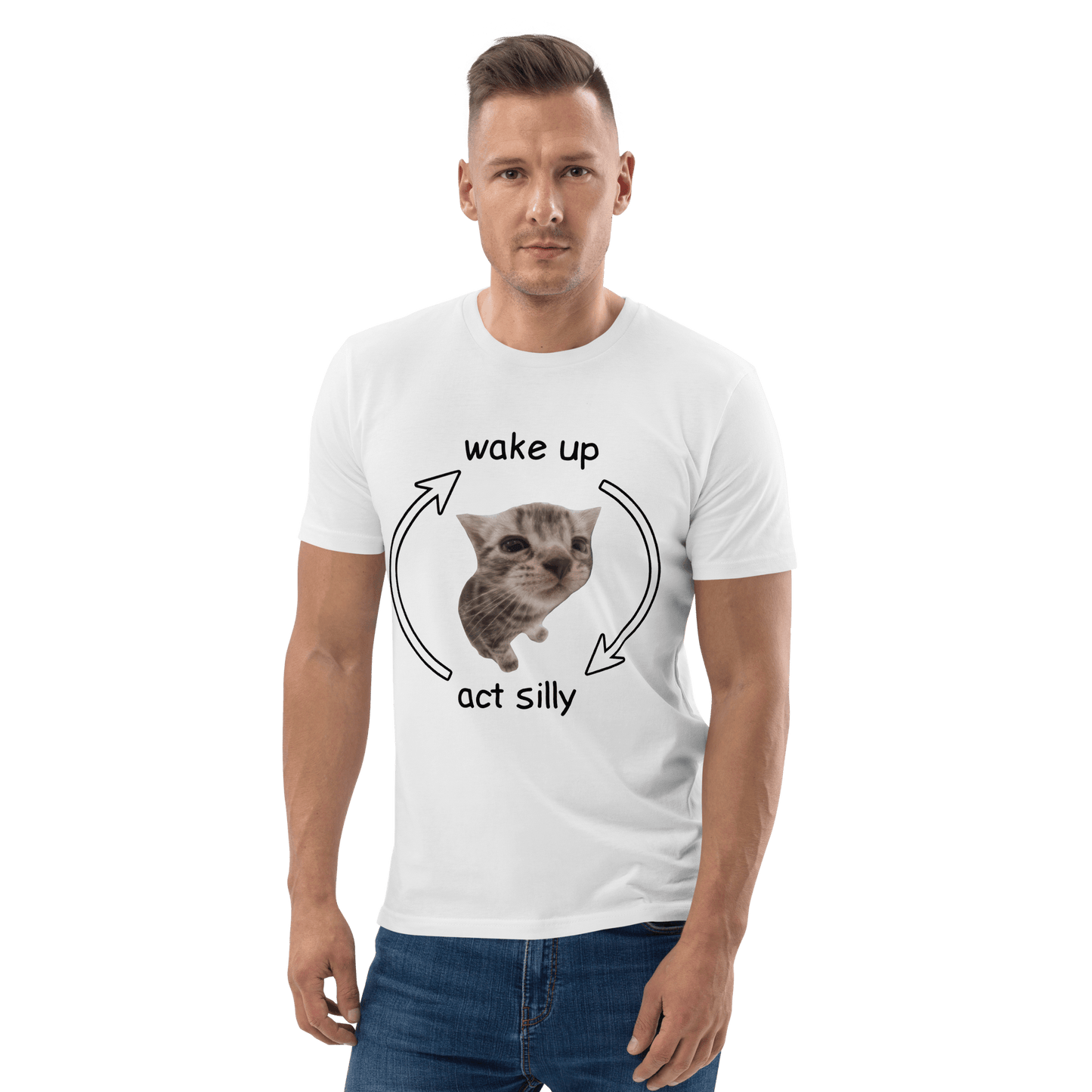 Wake Up - Act Silly Premium Organic T-Shirt Meme - Cotton Pink | Shirtposting