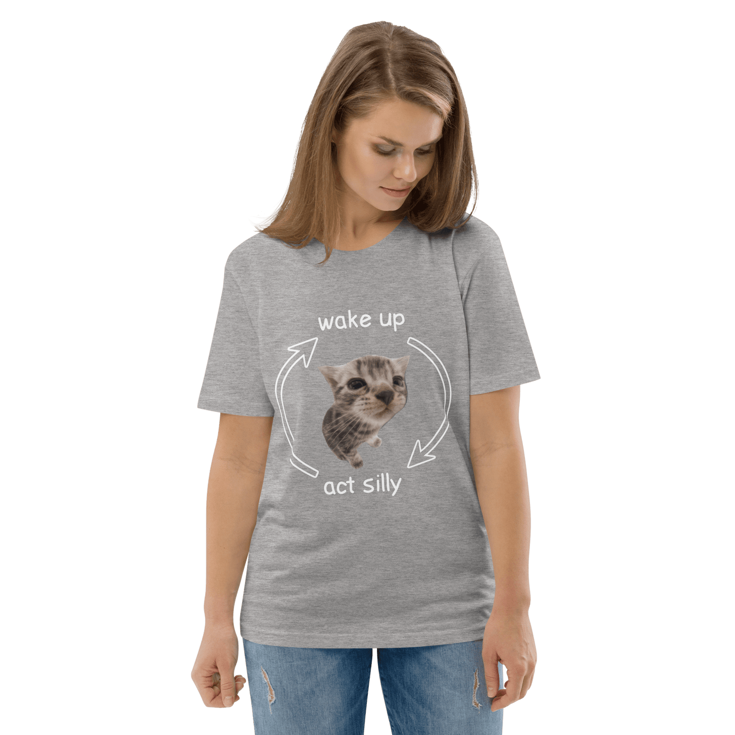 Wake Up - Act Silly Premium Organic T-Shirt Meme - Cotton Pink | Shirtposting