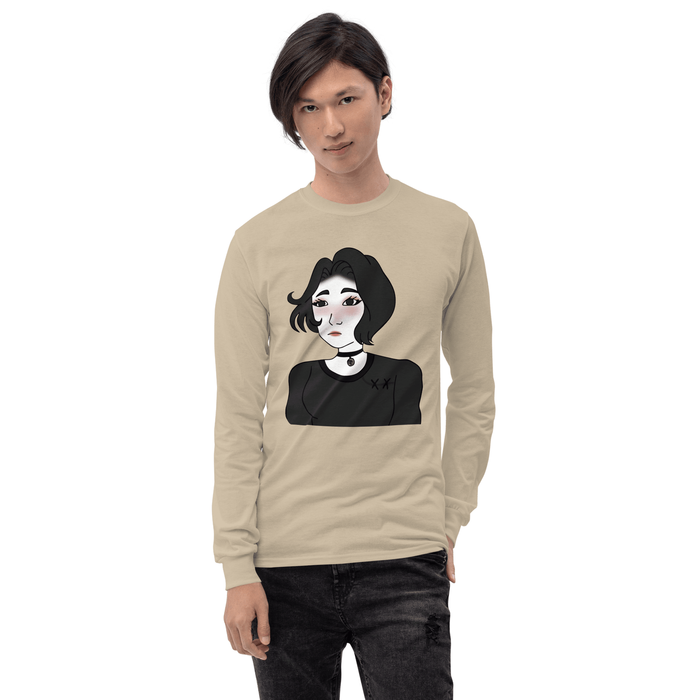 Wojak Girl Long Sleeve T-Shirt Meme - Sport Grey | Shirtposting