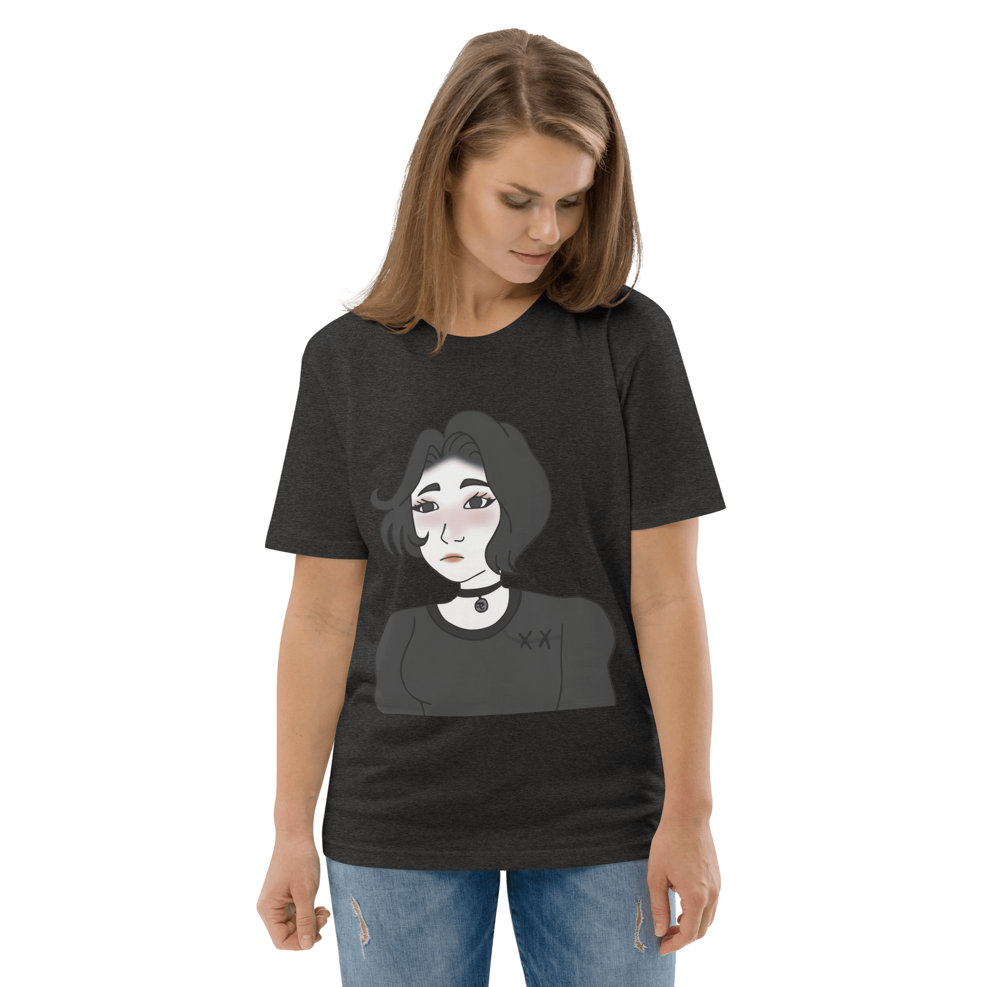 Wojak Girl Premium Organic T-Shirt Meme - Dark Heather Grey | Shirtposting