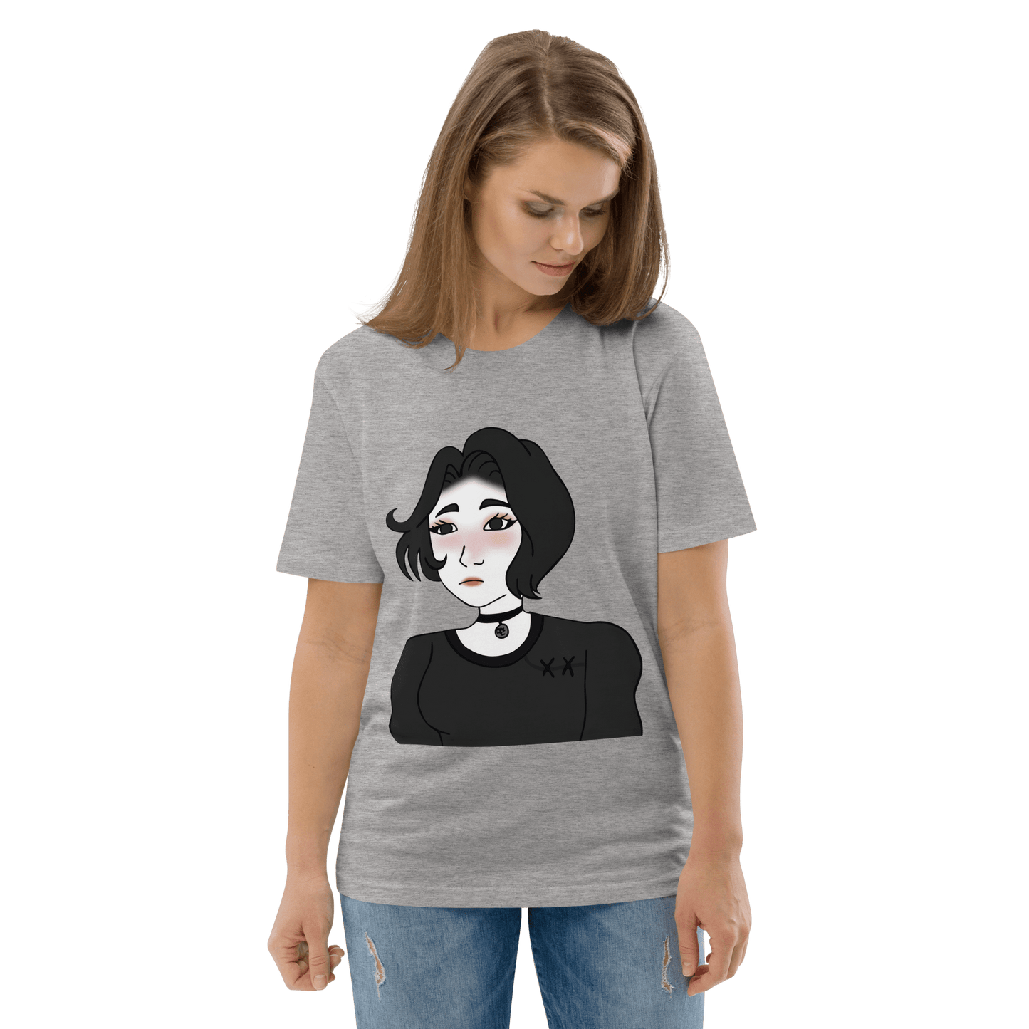 Wojak Girl Premium Organic T-Shirt Meme - Dark Heather Grey | Shirtposting