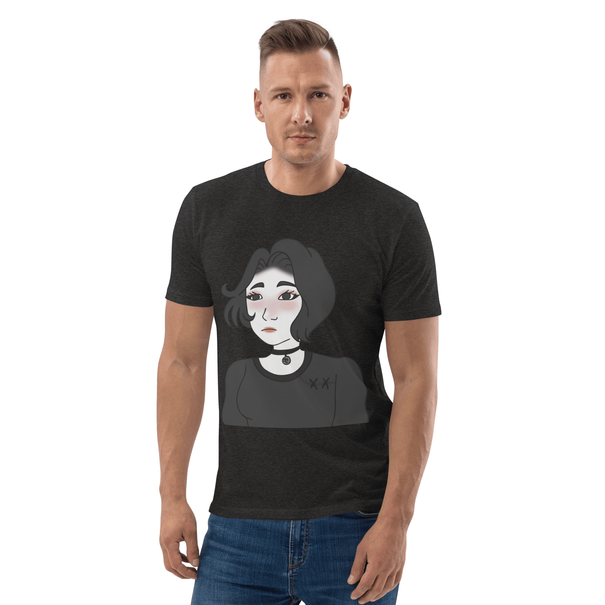 Wojak Girl Premium Organic T-Shirt Meme - Dark Heather Grey | Shirtposting