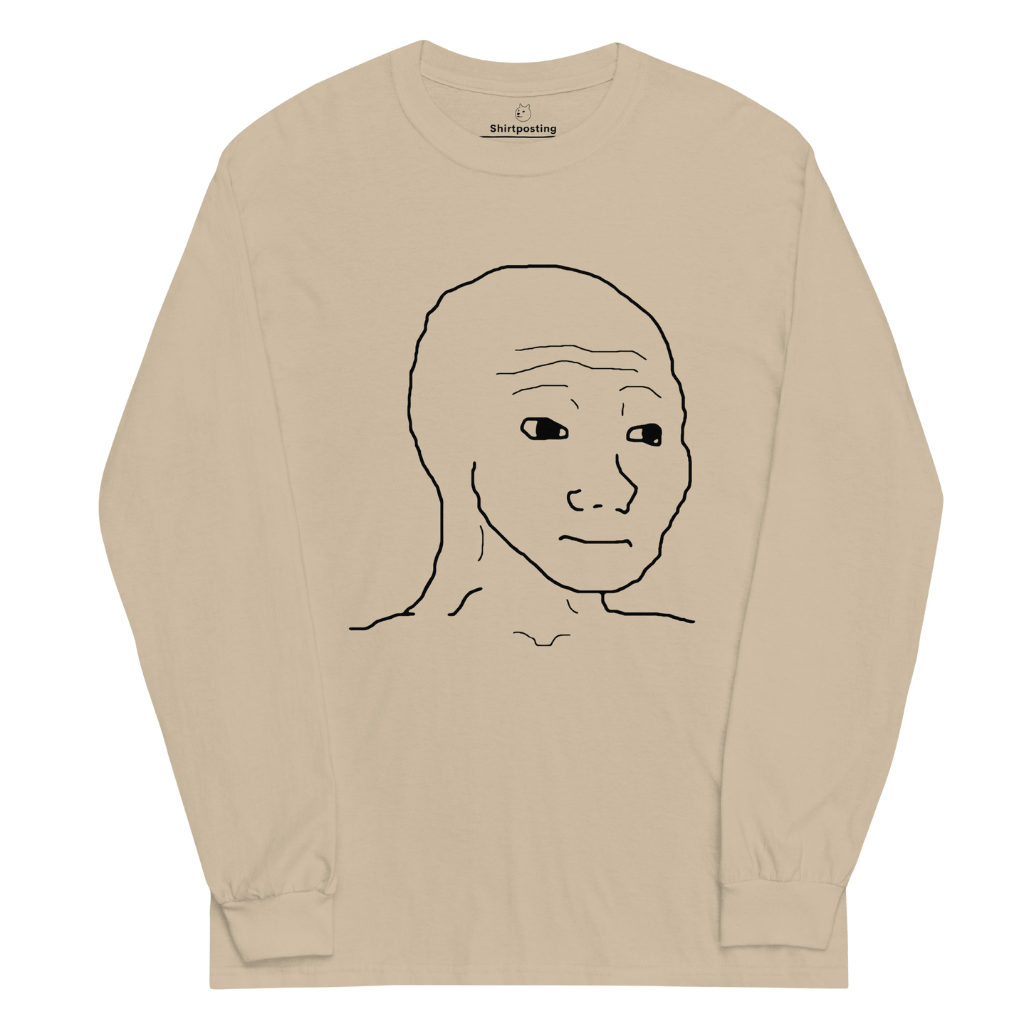 Wojak Long Sleeve T-Shirt Meme - Sand | Shirtposting