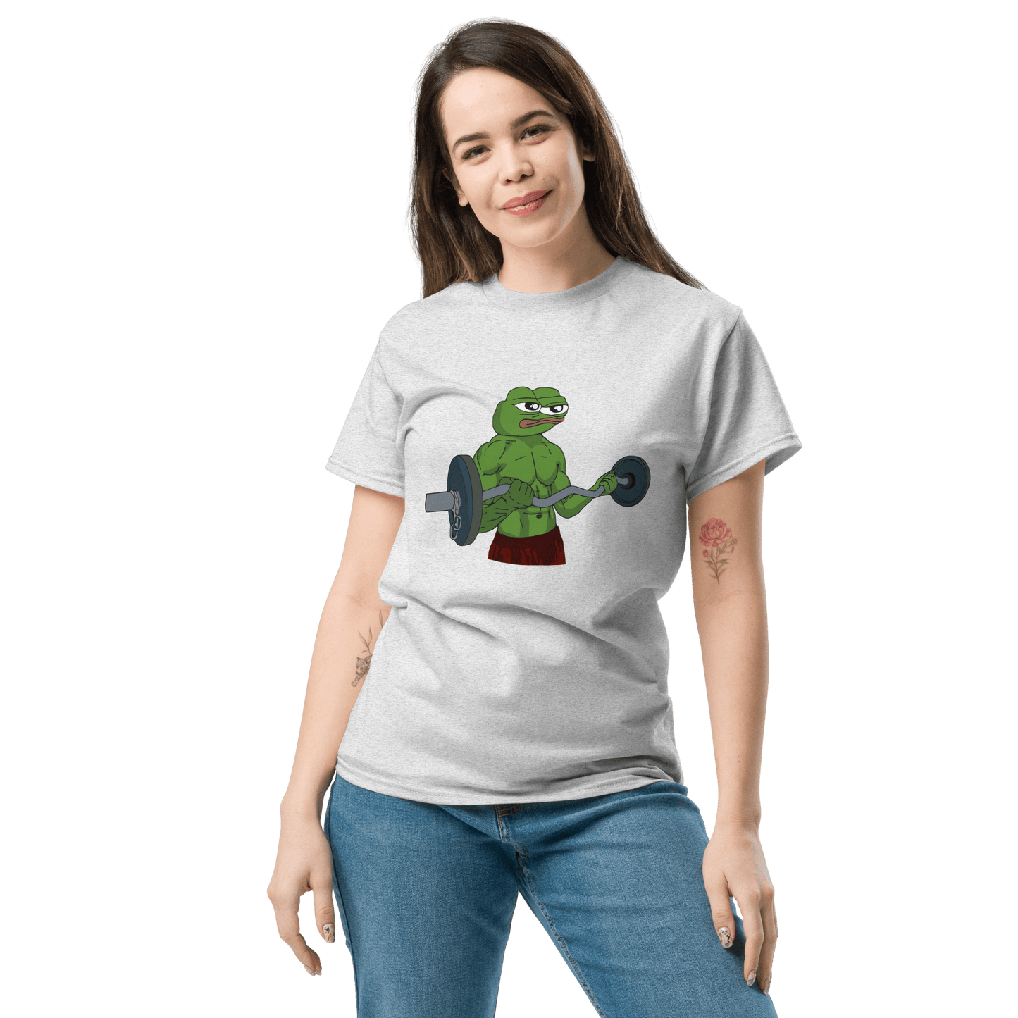 Working Out Pepe Classic T-Shirt Meme - Ash | Shirtposting