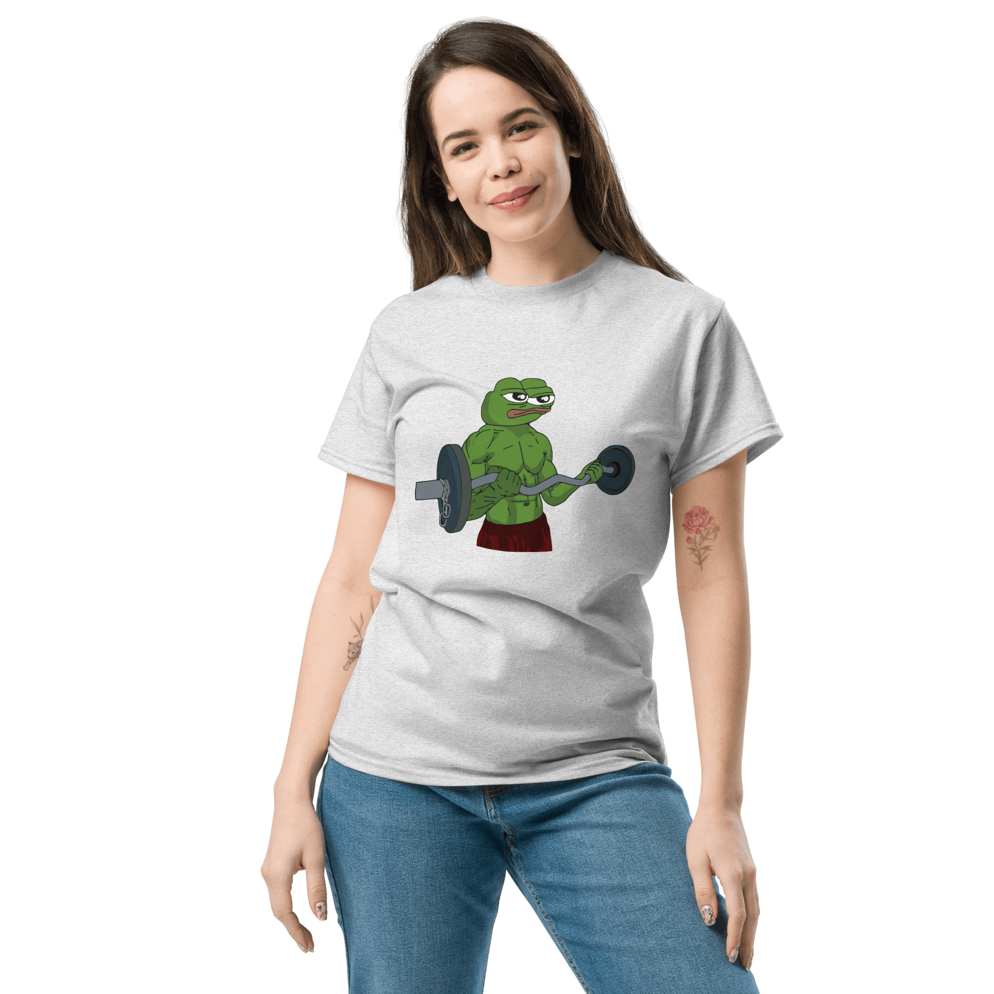 Working Out Pepe Classic T-Shirt Meme - Ash | Shirtposting