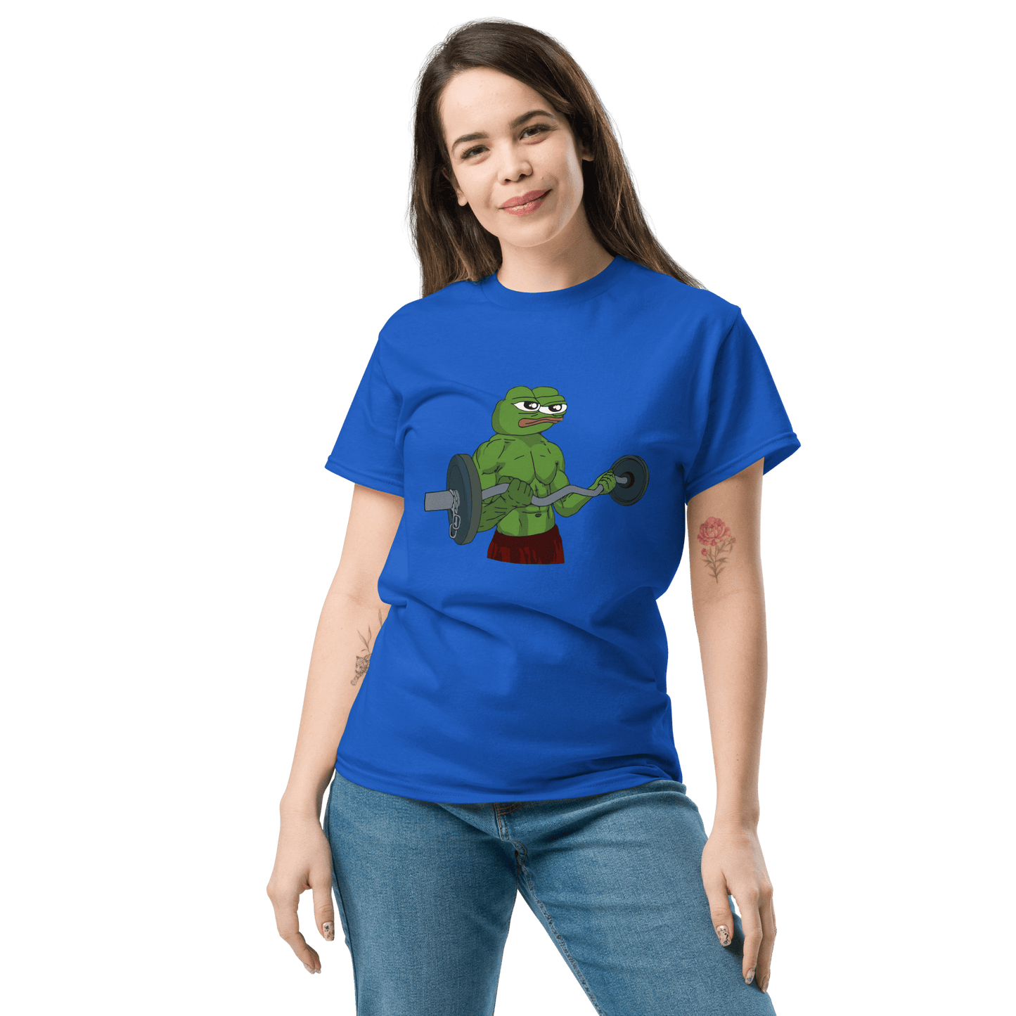 Working Out Pepe Classic T-Shirt Meme - Royal | Shirtposting