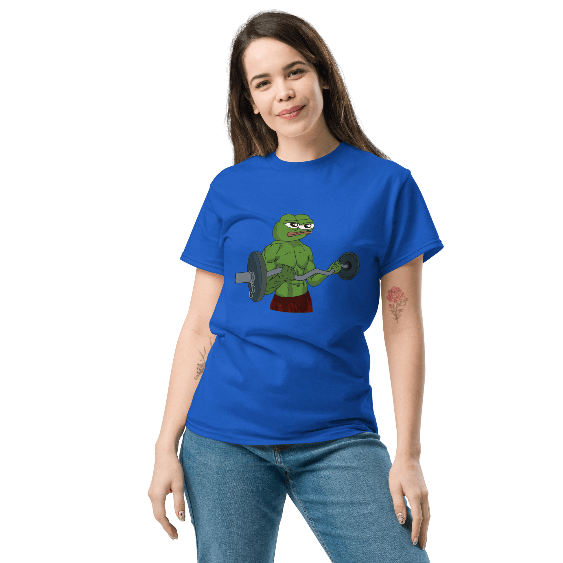 Working Out Pepe Classic T-Shirt Meme - Royal | Shirtposting